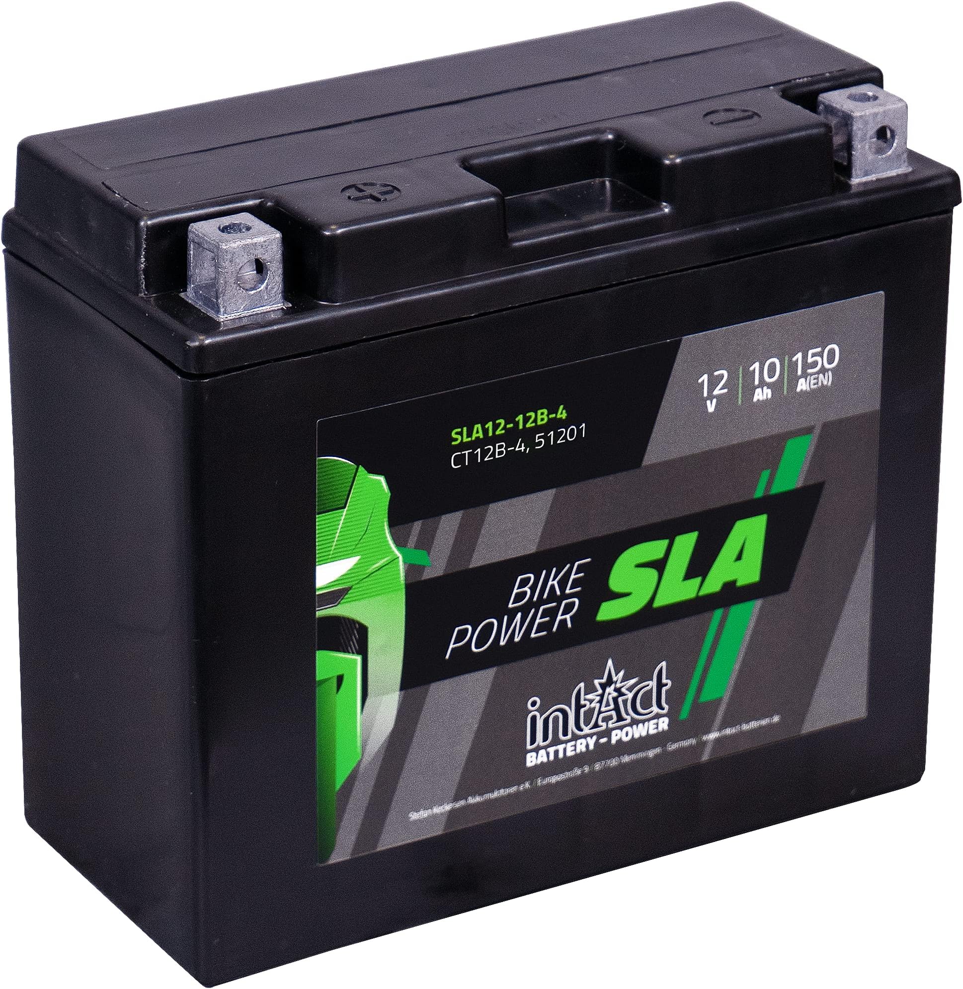 intAct - Bike-Power GEL12-10L-A2, CB10L-A2, 51112, motoraccu 12V 10 Ah 210 A (EN), onderhoudsvrije gel-motoraccu met 30% meer startvermogen, voor scooters, motoren, quads, zitmaaiers