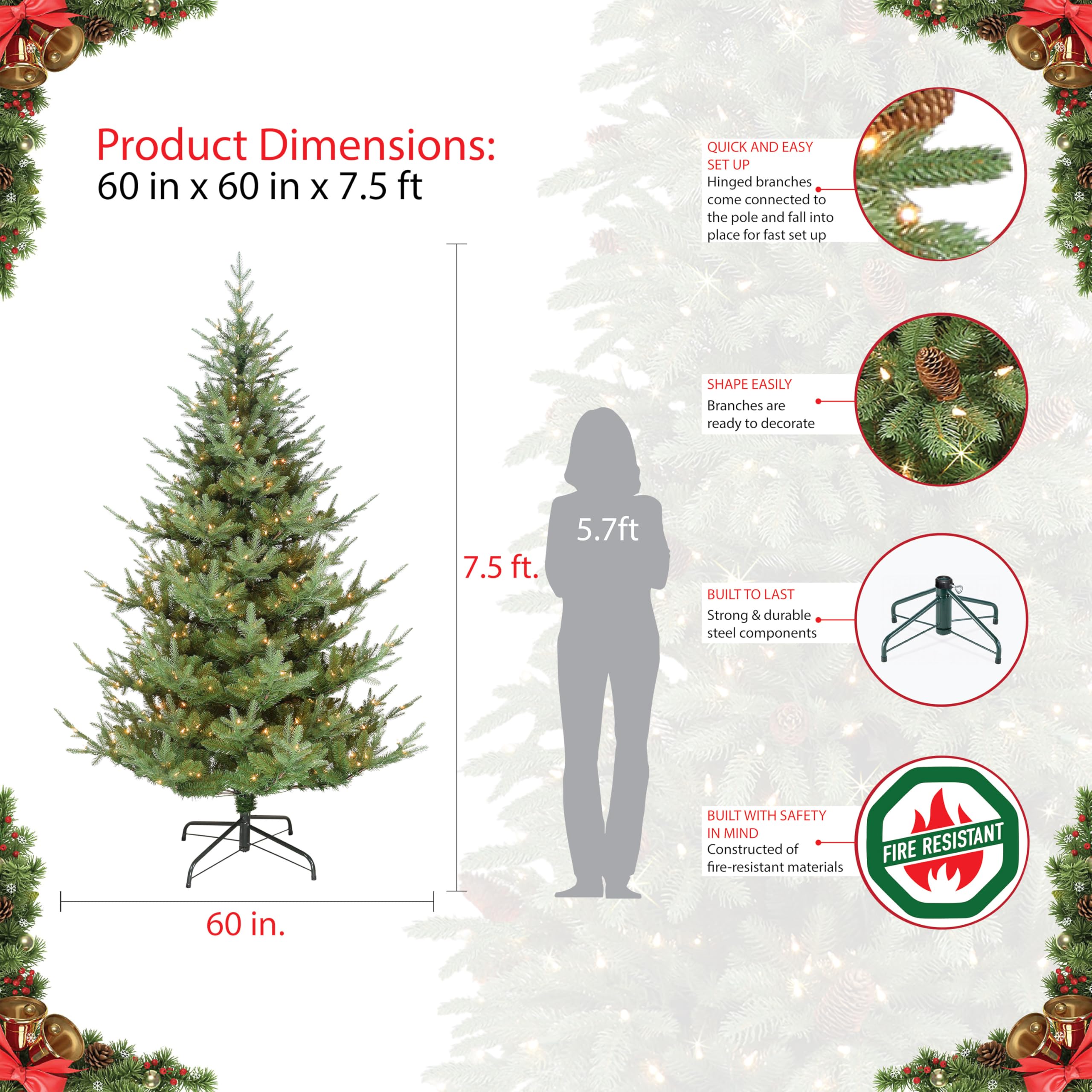 PULEO INTERNATIONAL Puleo 7.5' Pre-lit Alberta Slim Artificial Spruce