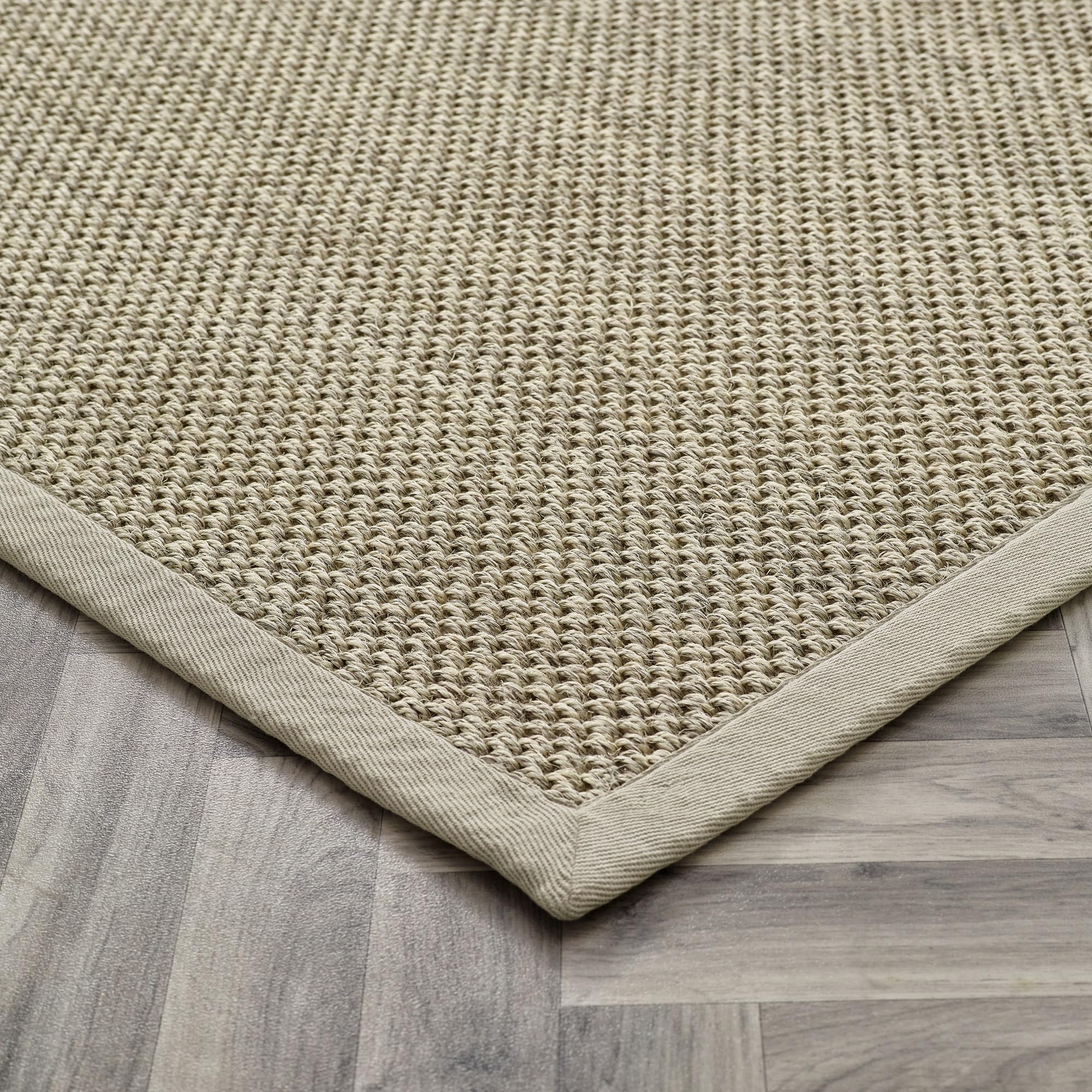 Tapis en sisal antidérapant fait à la main en fibre naturelle pour chambre à coucher, cuisine, salle à manger, salon avec bordure sable Taille L 160 x 230 cm