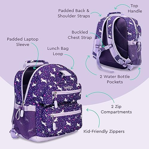 Miniatura 5 de Bentgo Juego de mochila para niños de 14 pulgadas con estampado para niños (unicornio)