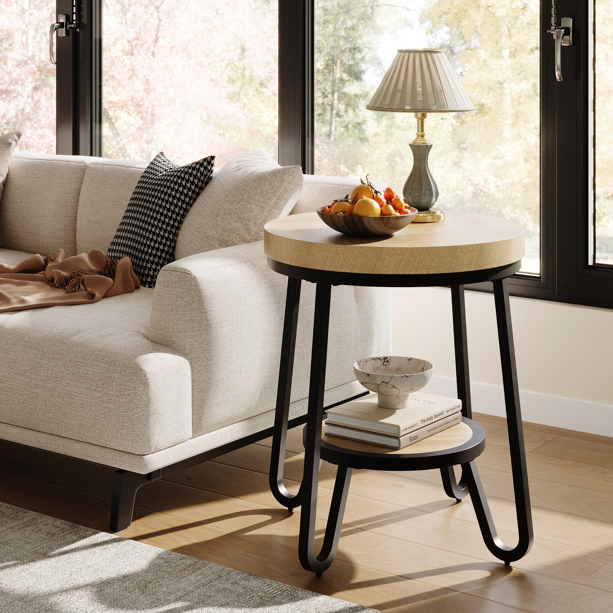 Amazon.com: IRONCK Round Side Table, 2 Tier Industrial End Table