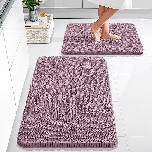 Miniatura 41 de OLANLY Juego de 2 alfombras de baño, tapetes de baño de felpilla suave y absorbente y tapete para inodoro con contorno en forma de U, alfombra de