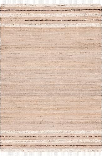 Miniatura 2 de Safavieh Natura Collection NAT873T - Alfombra de área costera de yute y lana de 4 x 6 pies, color natural y marrón