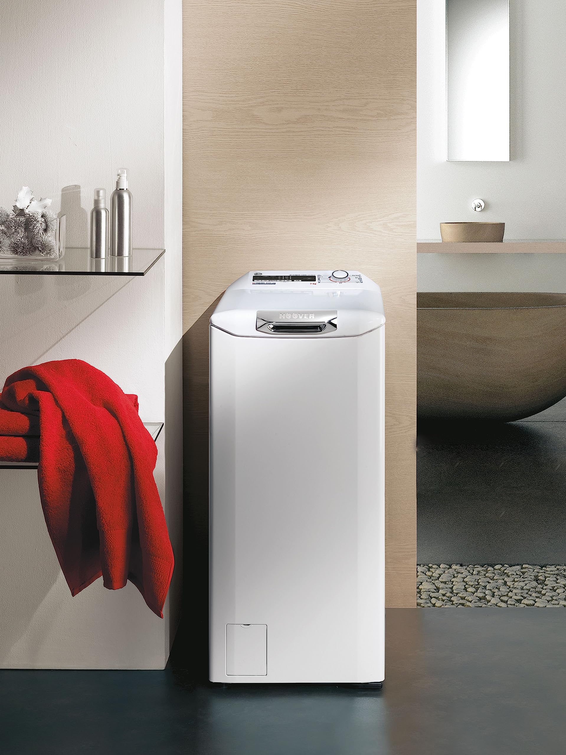 Hoover H-WASH 300 LITE H3TM 27TACET/1-S Toplader Waschmaschine/Energieeffizienzklasse E/Schleuderleistung 1200 U/min/Füllmenge 7 kg/Gentle Touch Öffnungsmechanismus/All in One Programm
