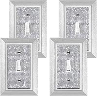 Vista 1 de 4 piezas de diamantes de imitación de imitación de madera de grano de pared cubierta de interruptor de luz de palanca, cubierta decorativa duradera