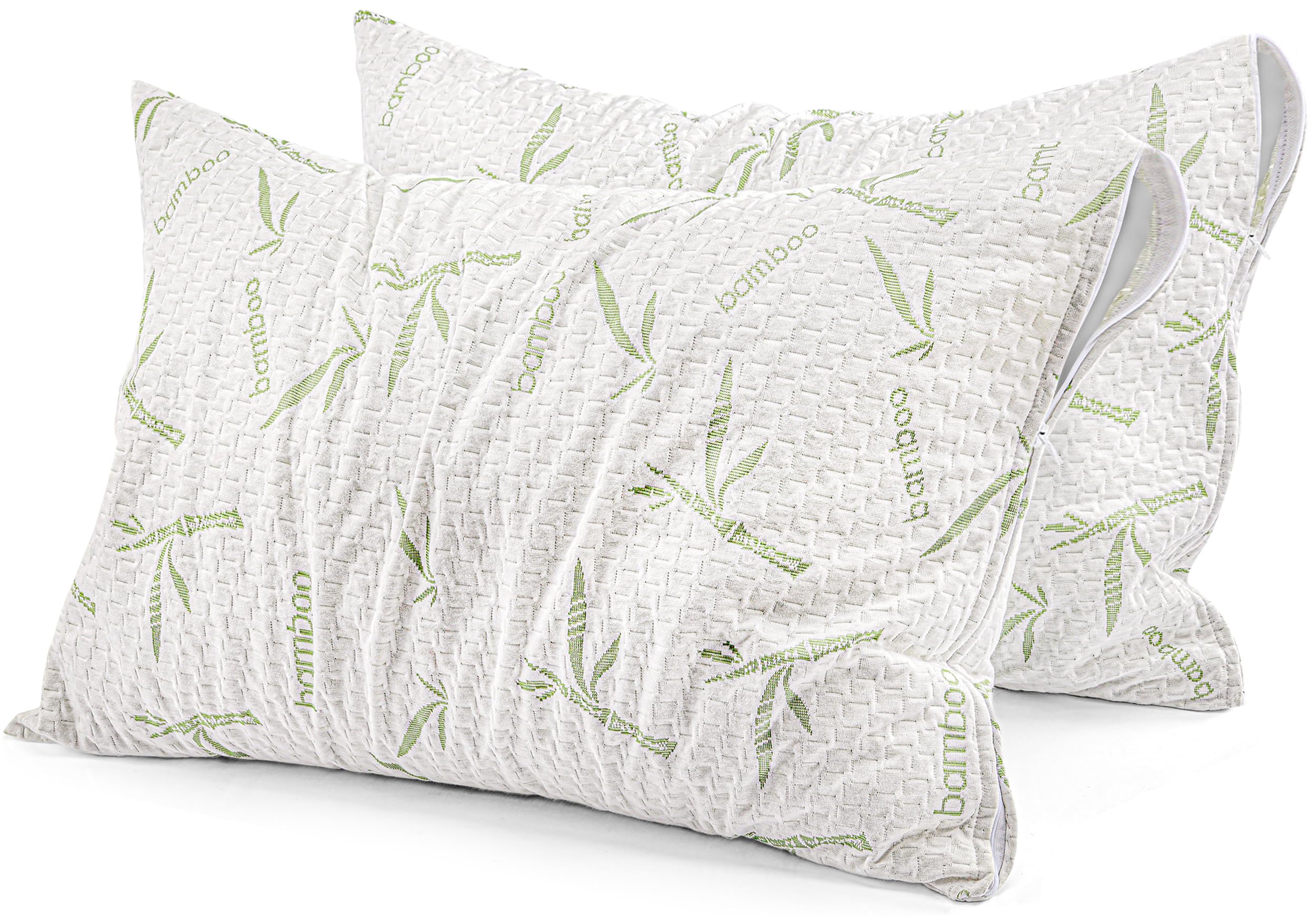 utopia bedding waterproof pillow protectors with zipper king size (2 pack), soft and cooling bamboo viscose pillow covers, bed bug proof pillow encasements 20 x 38 inches