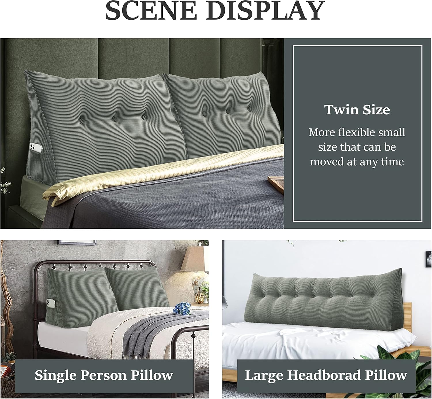 Wedge Pillow Heaboard Triangle Bolster Pillow for Bed Reading Pillows for Sitting in Bed Adults Backrest Support， Headboard Pillow Daybed Sofa Body Pillow Positioning Cushion (Orange,Twin)