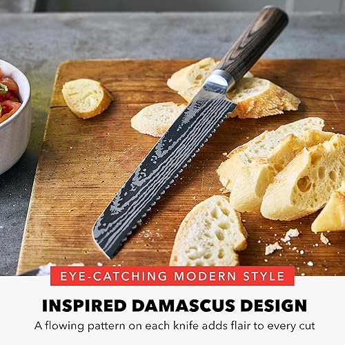 Miniatura 10 de GreenPan x Bobby Flay - Juego de 13 cuchillos de cocina de acero inoxidable, cuchillas de acero inoxidable premium, bloque de cuchillos de madera de