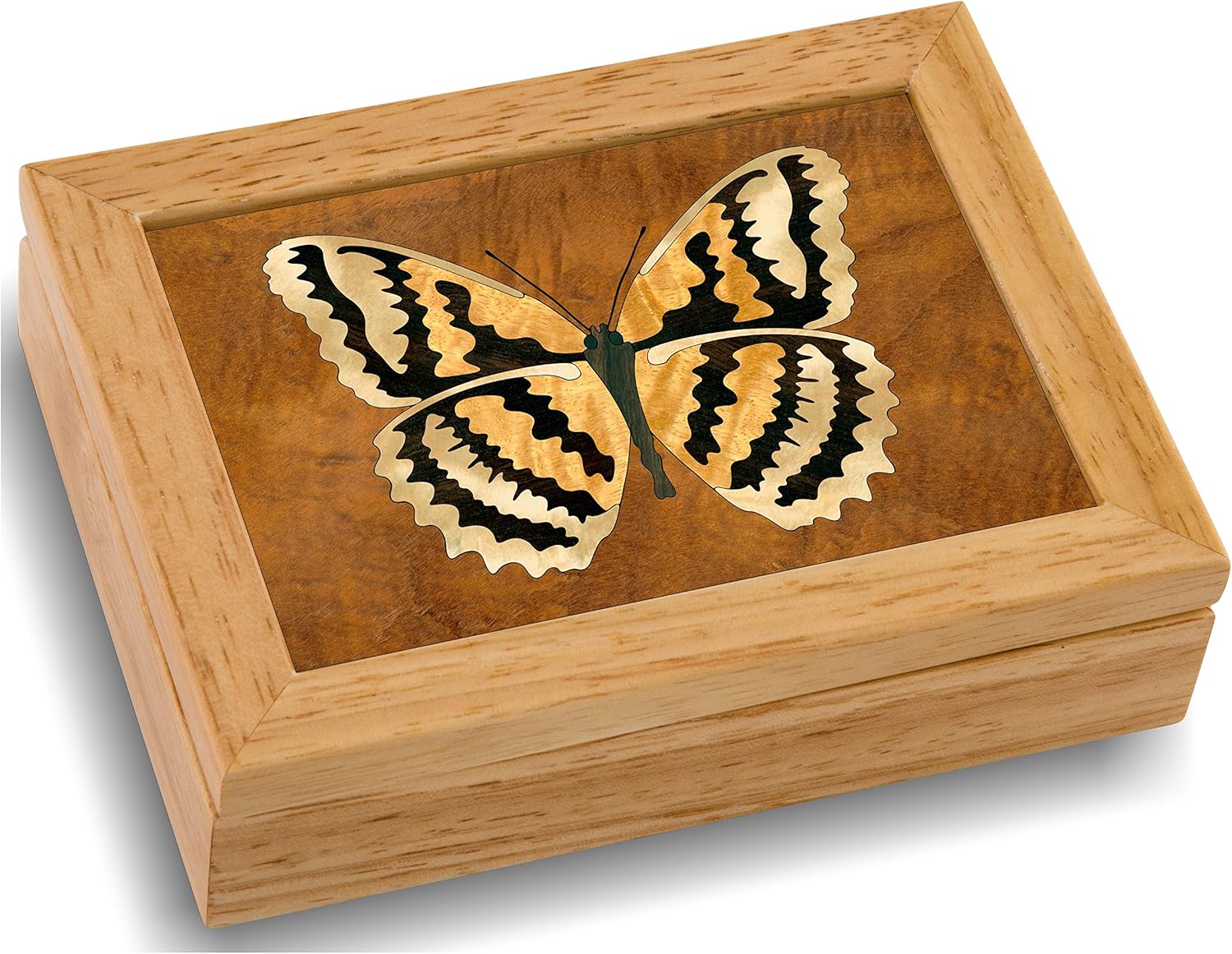 Wood Butterfly Box - Handmade USA - Unmatched Quality - Unique, No Two are the Same - Original Work of Wood Art (#4124 Butterfly 4x5x1.5)