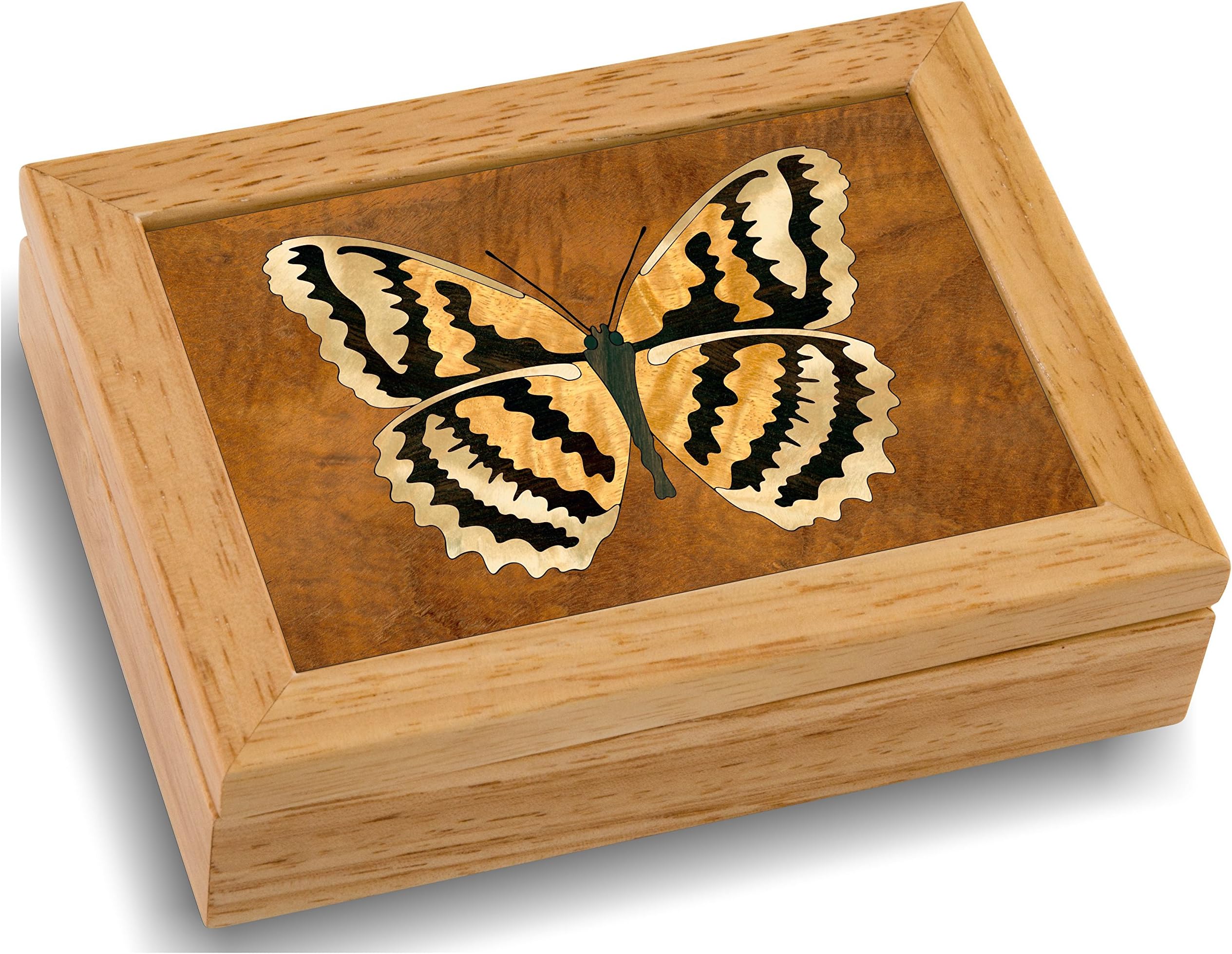 MarqArtWood Butterfly Box - Handmade USA - Unmatched Quality - Unique, No Two are the Same - Original Work of Wood Art (#4124 Butterfly 4x5x1.5)