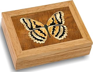 Wood Butterfly Box - Handmade USA - Unmatched Quality - Unique, No Two are the Same - Original Work of Wood Art (#4124 Butterfly 4x5x1.5)