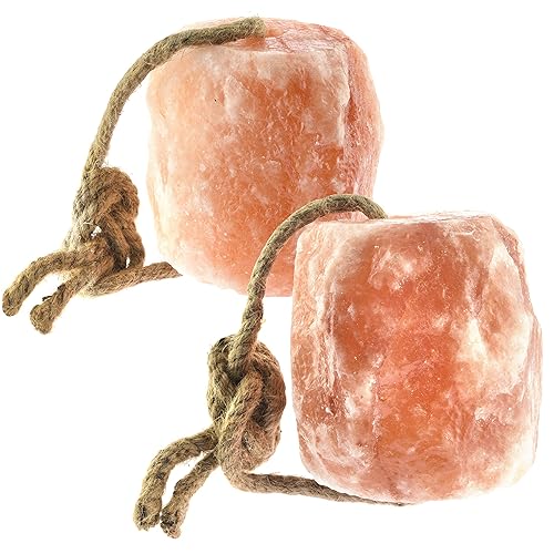 UMAID Himalayan Salt Lick 6 lbs On Rope for Horse, Deer, Goat, and Livestock Animals - Himalayan Salt Block 2 Pack - 6 Pound (Pack of 2)