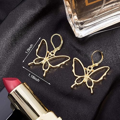 Miniatura 2 de OIIKI 20 colgantes de marco de metal de mariposa dorada, moldes de resina de mariposa hueca gruesa y hueca, colgantes de ajuste de bisel con parte