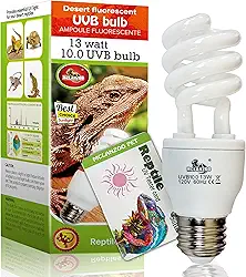 Lâmpada de réptil UVA UVB Light 10.0 13W deserto compacta fluorescente lâmpada de terrário para dragão barbudo, tartaruga, cobra, lagartixa, lagarto com cartão de testador UV