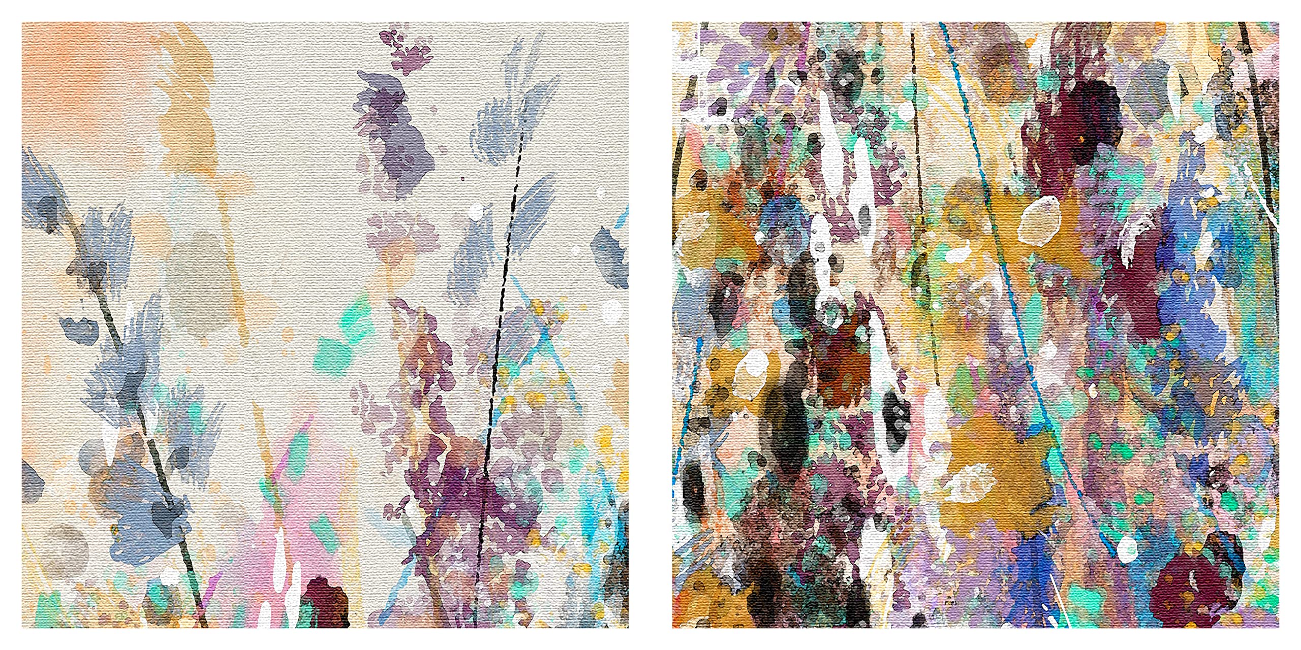 decomonkey Akustikbild Wiese Abstrakt 120x80 cm 1 Teilig Leinwand Modern | Bilder, Wandbilder XXL, Schallschlucker, Schallschutz, Akustikdämmung, Wandbild, Deko, Leise, Natur, Kunst, beige, bunt