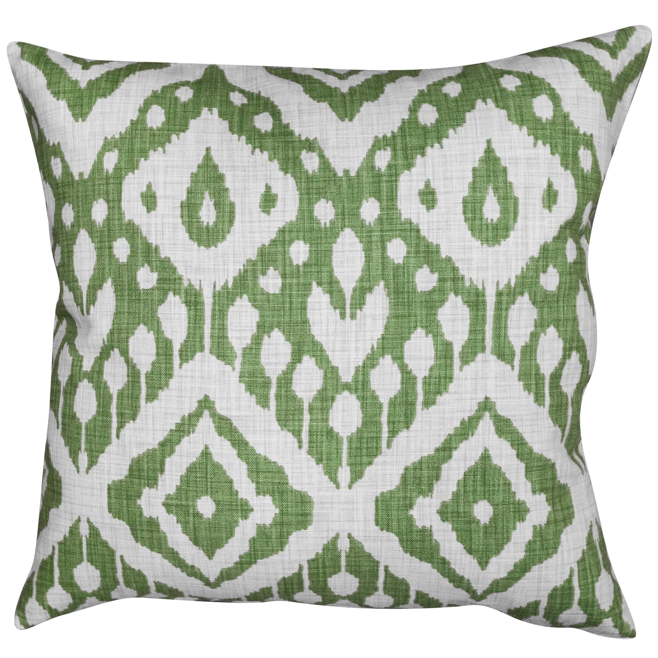 Linen Loft Green Moroccan Kilim Print Cushion Cover In Forest Traditional Geometric Design Of Turkish Style Diamonds And Dots. 17X17 Square Cushion Cover Only.