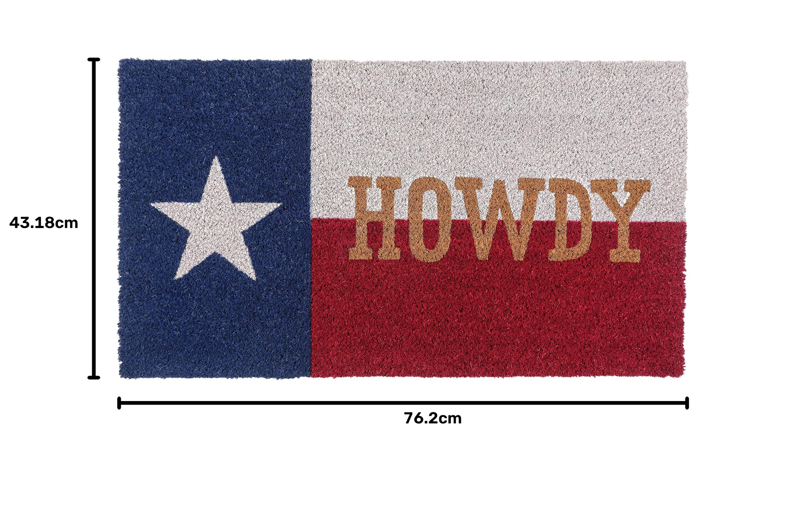 KAF Home Howdy Texas Paillasson en Fibre de Coco avec Dos en PVC Robuste, résistant aux intempéries, antidérapant, 43,2 x 76,2 cm, Hauteur des Poils de 1,5 cm, Parfait pour Une Utilisation en