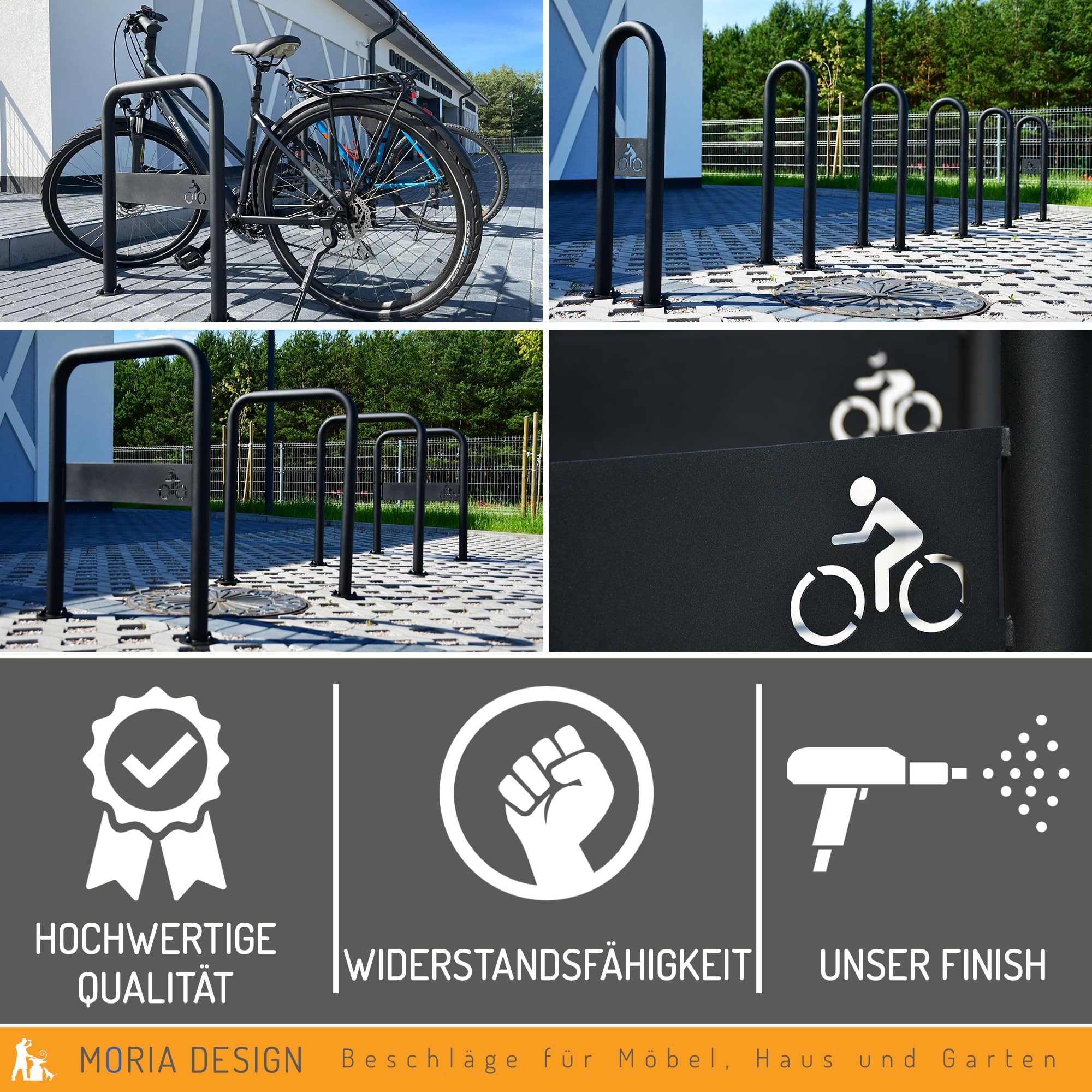 MORIA DESIGN Fahrradständer Bodenparker 110 x 25 cm für 2 Fahrräder