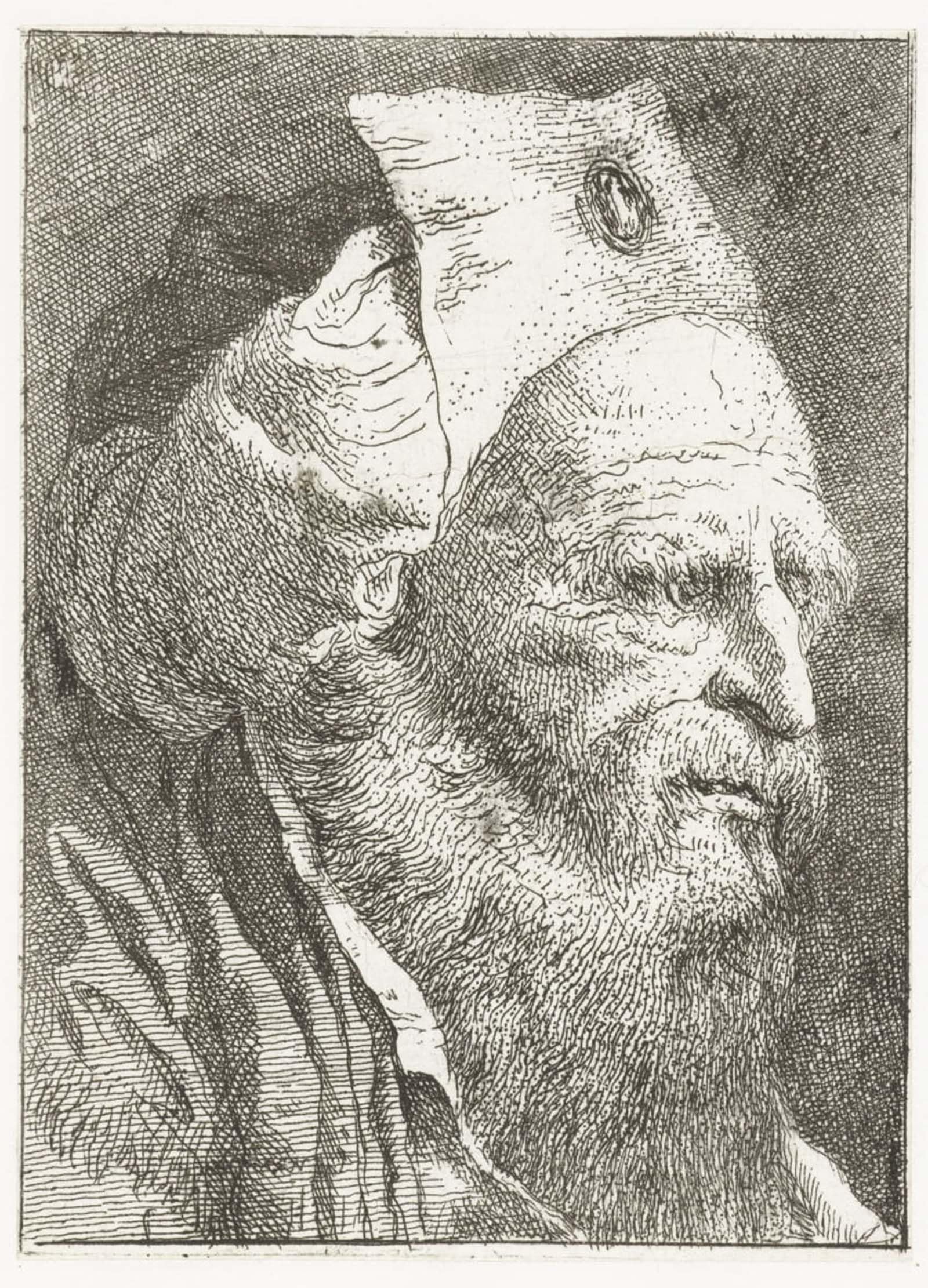 SERENDIPITP Abstract Painting Mural Print Picture Wall Decor Painting Man with Hat with Stored Brim by Domenico Tiepolo Vintage Wall Artwork for Home Decor 60x90cm