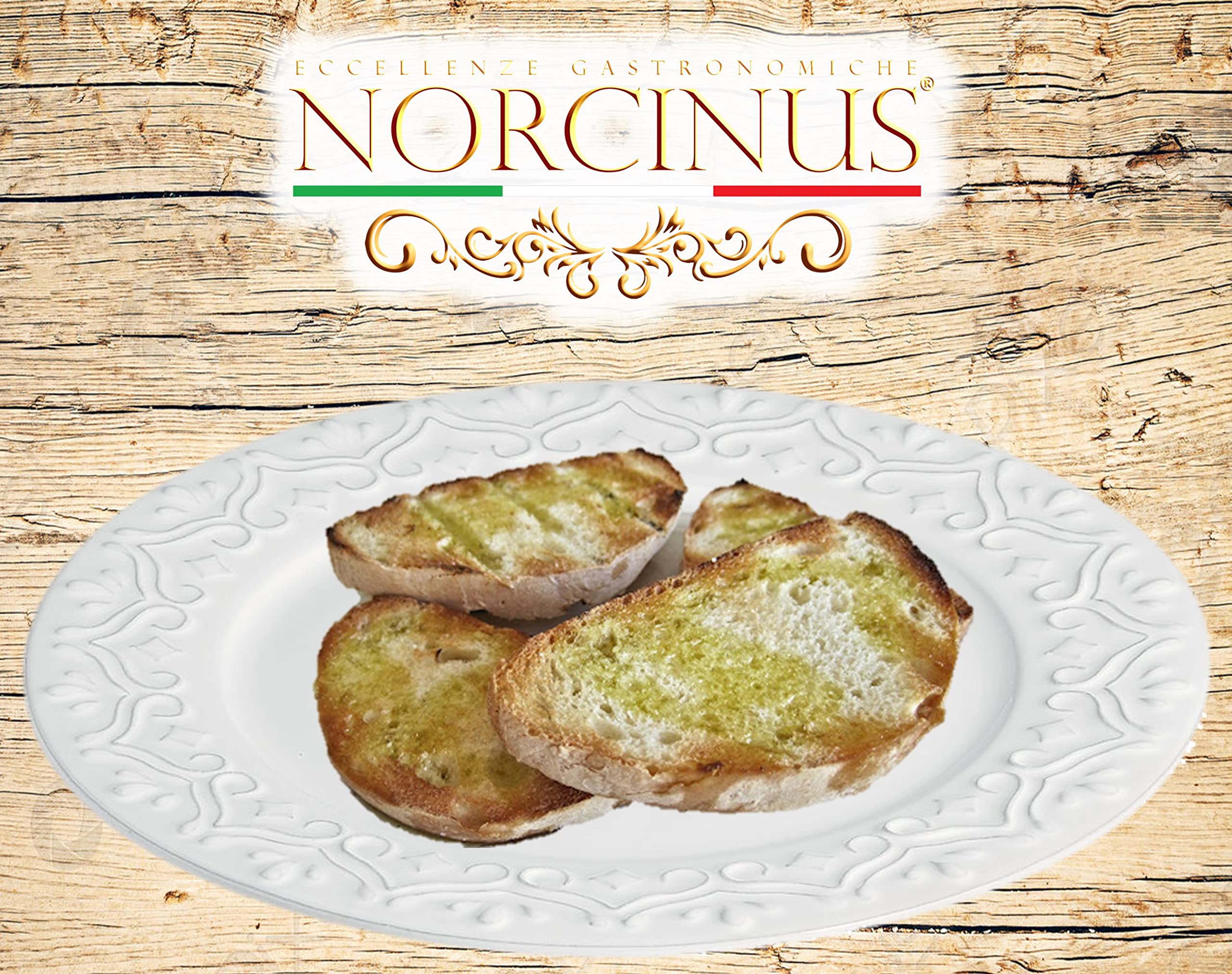 Trufas Norcinus, caja regalo con 500 gramos de Norcinetti con trufa negra de trigo cultivado y procesado en Italia + 250 ml de aceite de oliva virgen extra italiano con trufa blanca