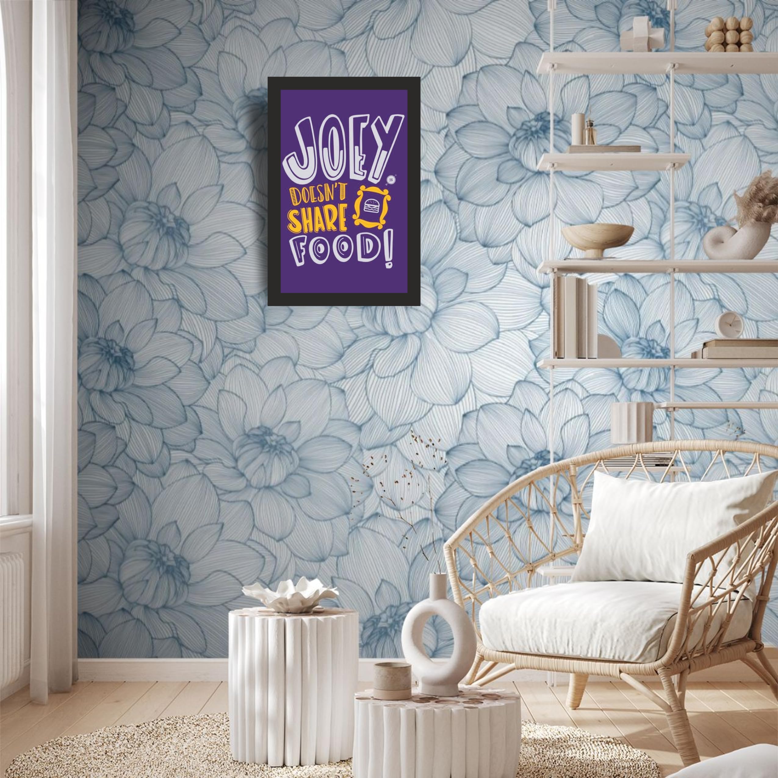 Friends Joey Food Quote Purple Photo Frame A4 Black