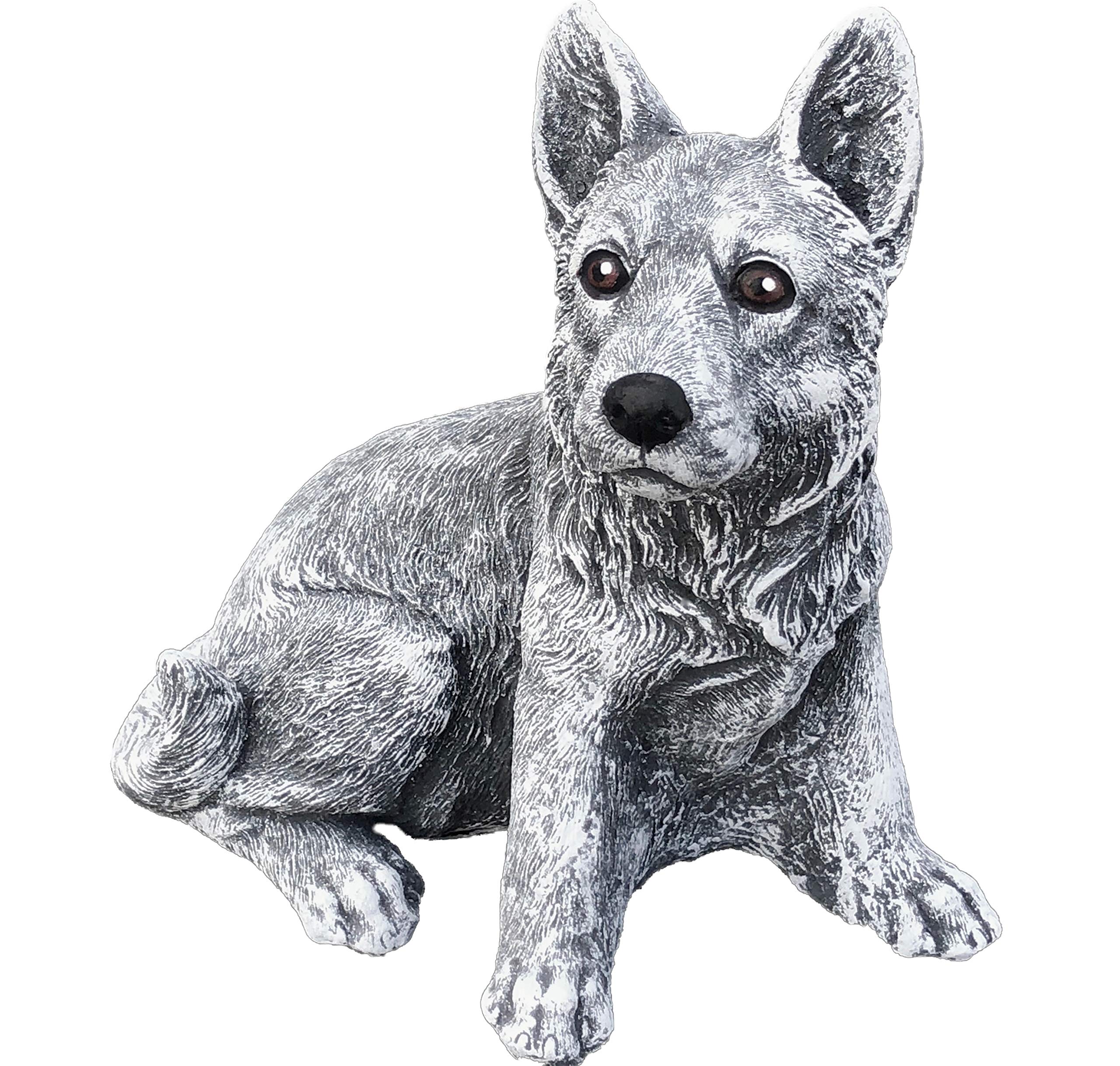 Stone And Style Grey Garden Ornament German Shepherd, Made Of Stone, Frost Resistant, Handcrafted In Germany