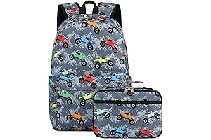 Rugged and Compact Kindergarten Boys' Backpack with Matching Lunch Box