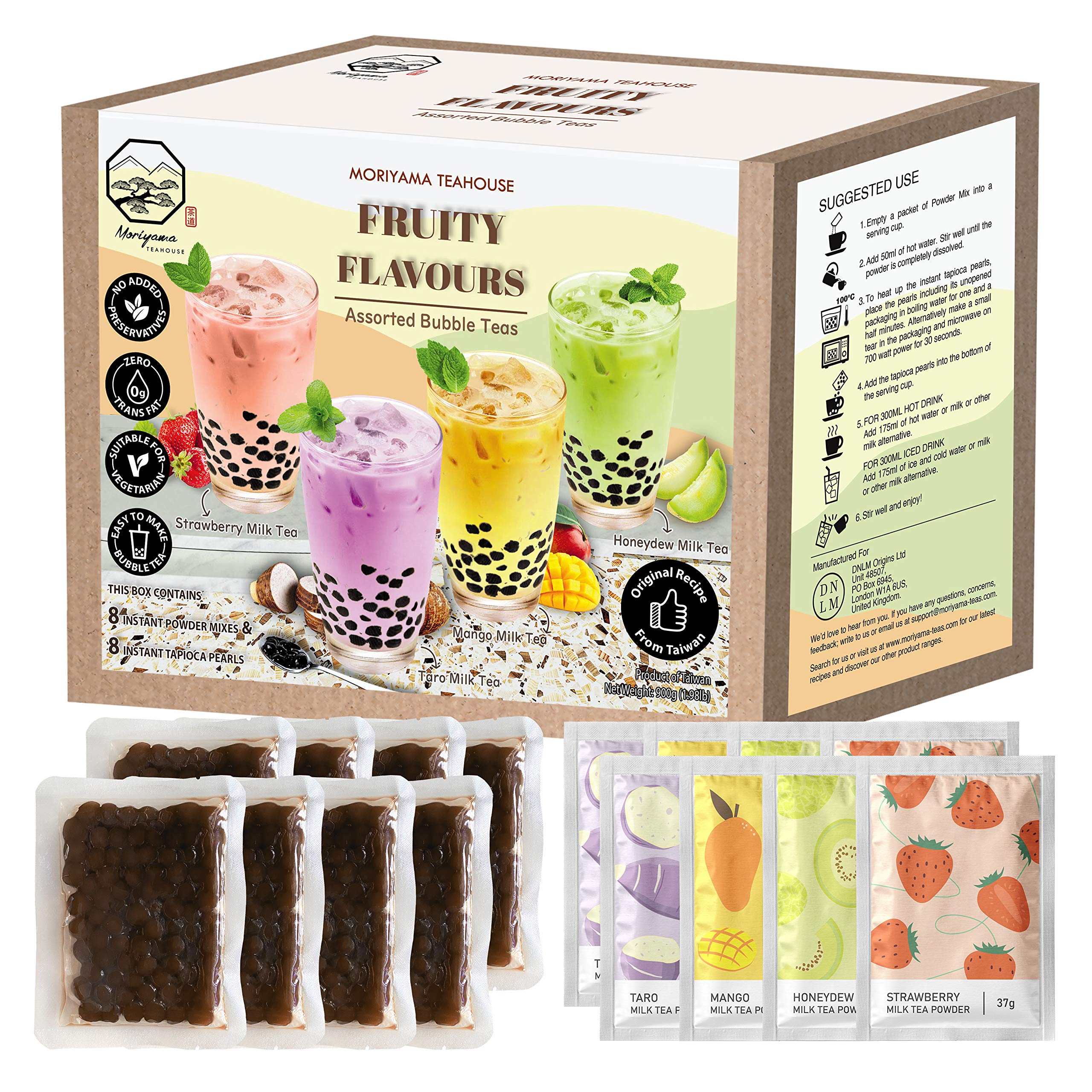 Bubble / Boba Tea Kit with Instant Tapioca Pearls and Milk Tea Powders