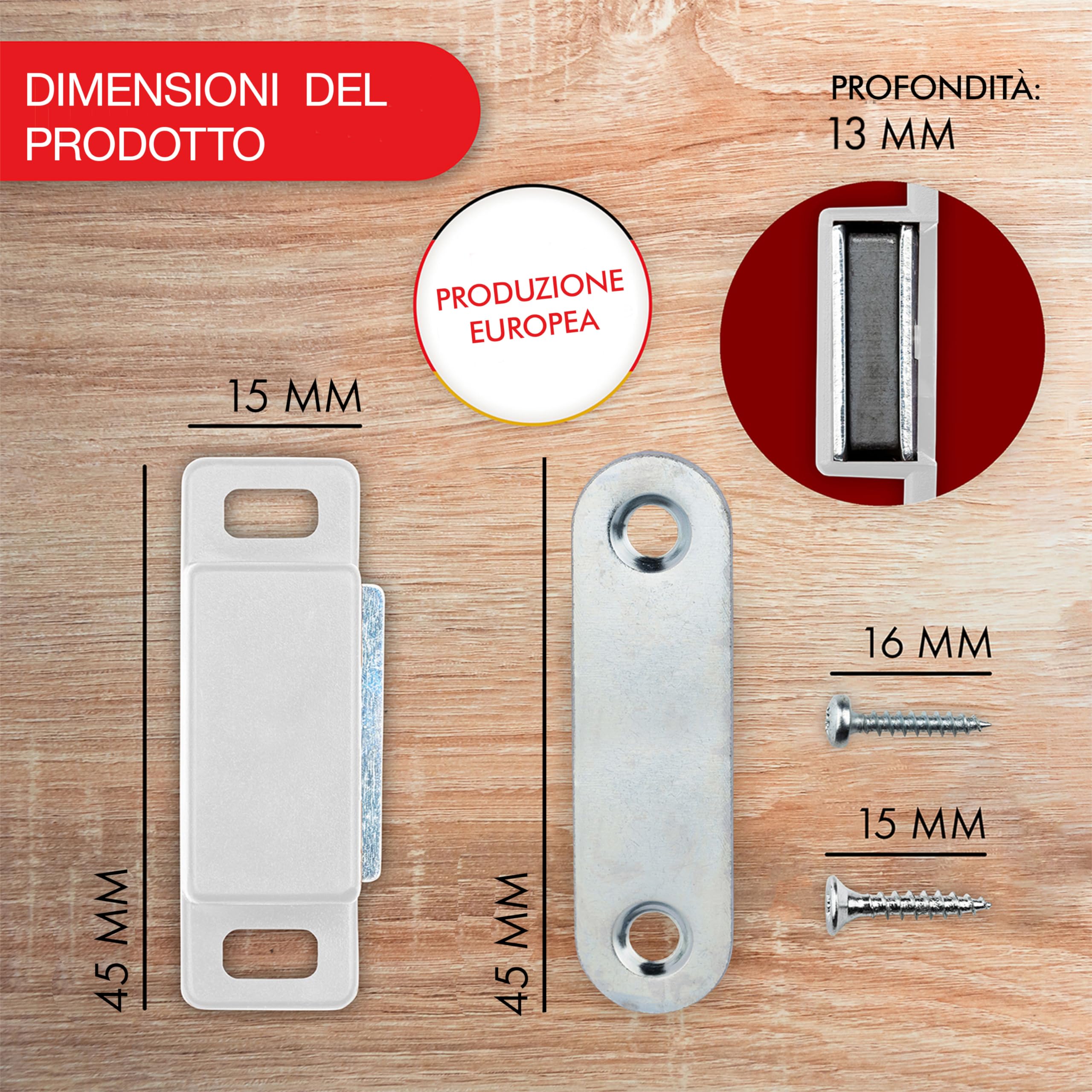 LouMaxx Calamita per Mobili - Chiusura Magnetica forte - Forza di tenuta 4kg - Set di 10 in bianco - Serratura Magnetica – per Porte, Mobili, Cassetti