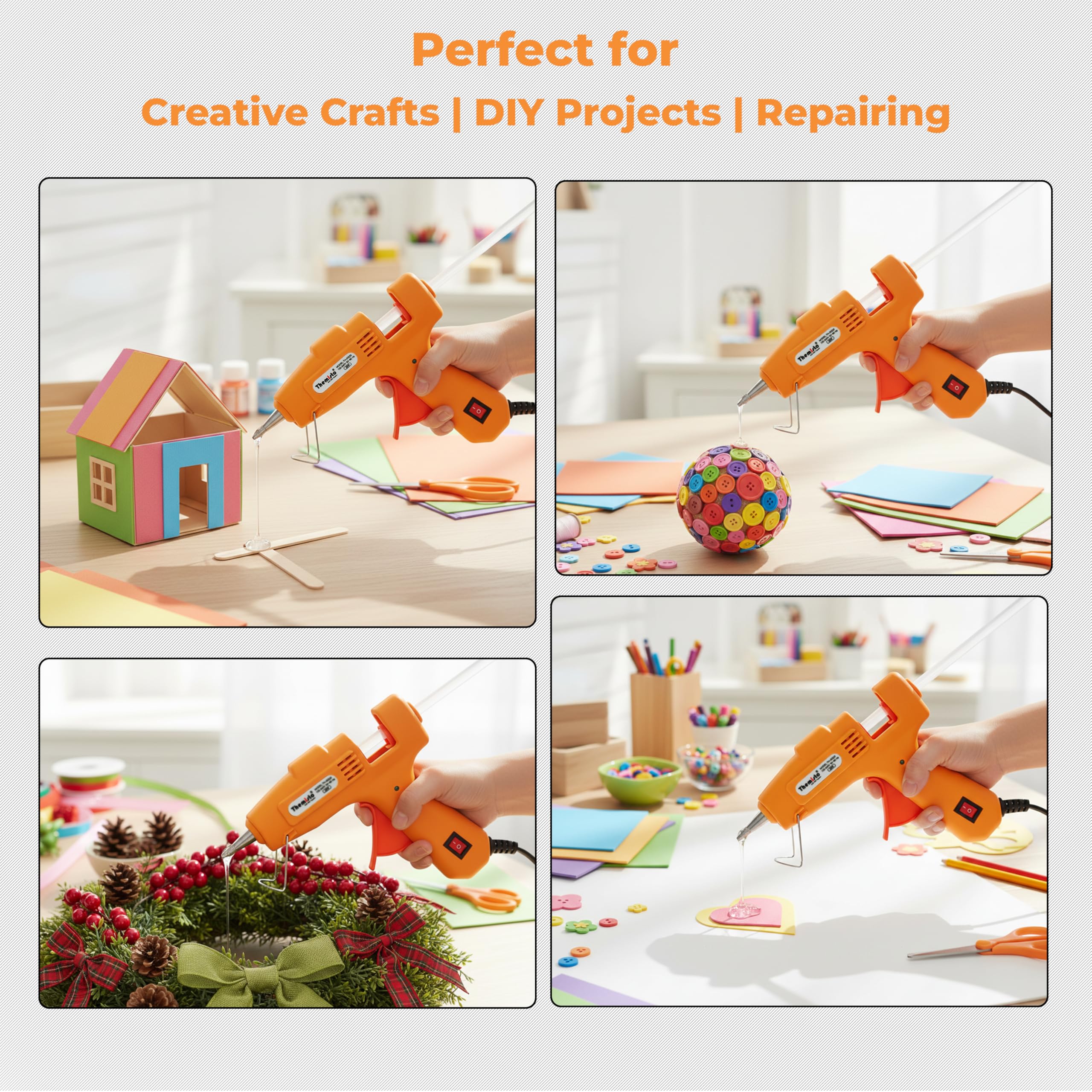 Themisto 20 Watt Mini Hot Melt Glue Gun with 10 Glue Sticks For DIY Art And Crafts. 2