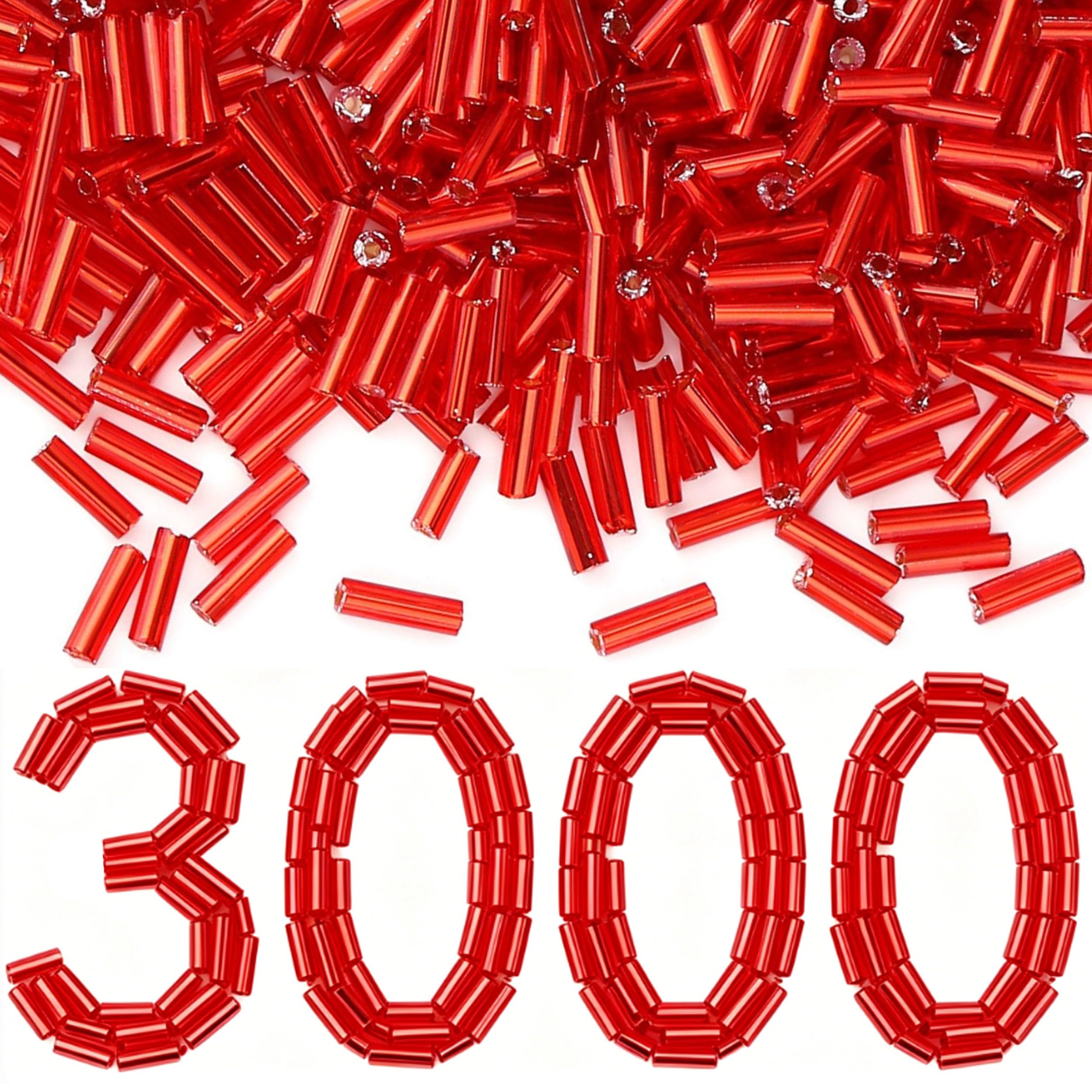 Sahoottie 3000 Stück Rosa Röhrenperlen 2x6mm Mini Bastelperl