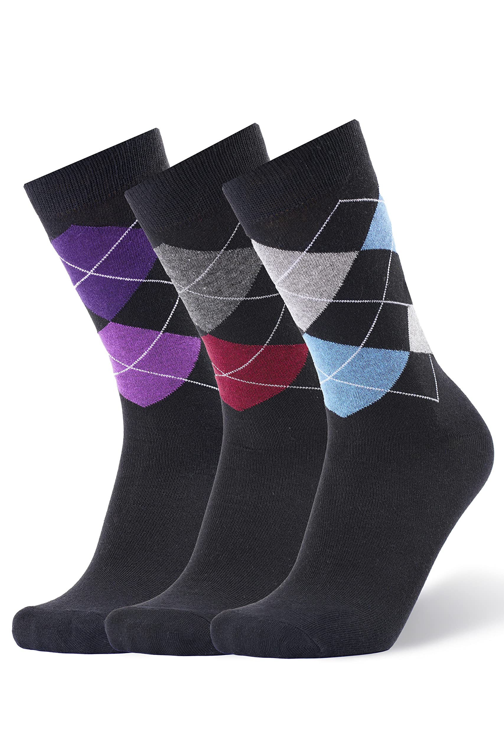 Sponsored Ad – Cotton Argyle Socks for Men Full Length, Formal Cotton Mens Socks, Free Size, Pack of 3