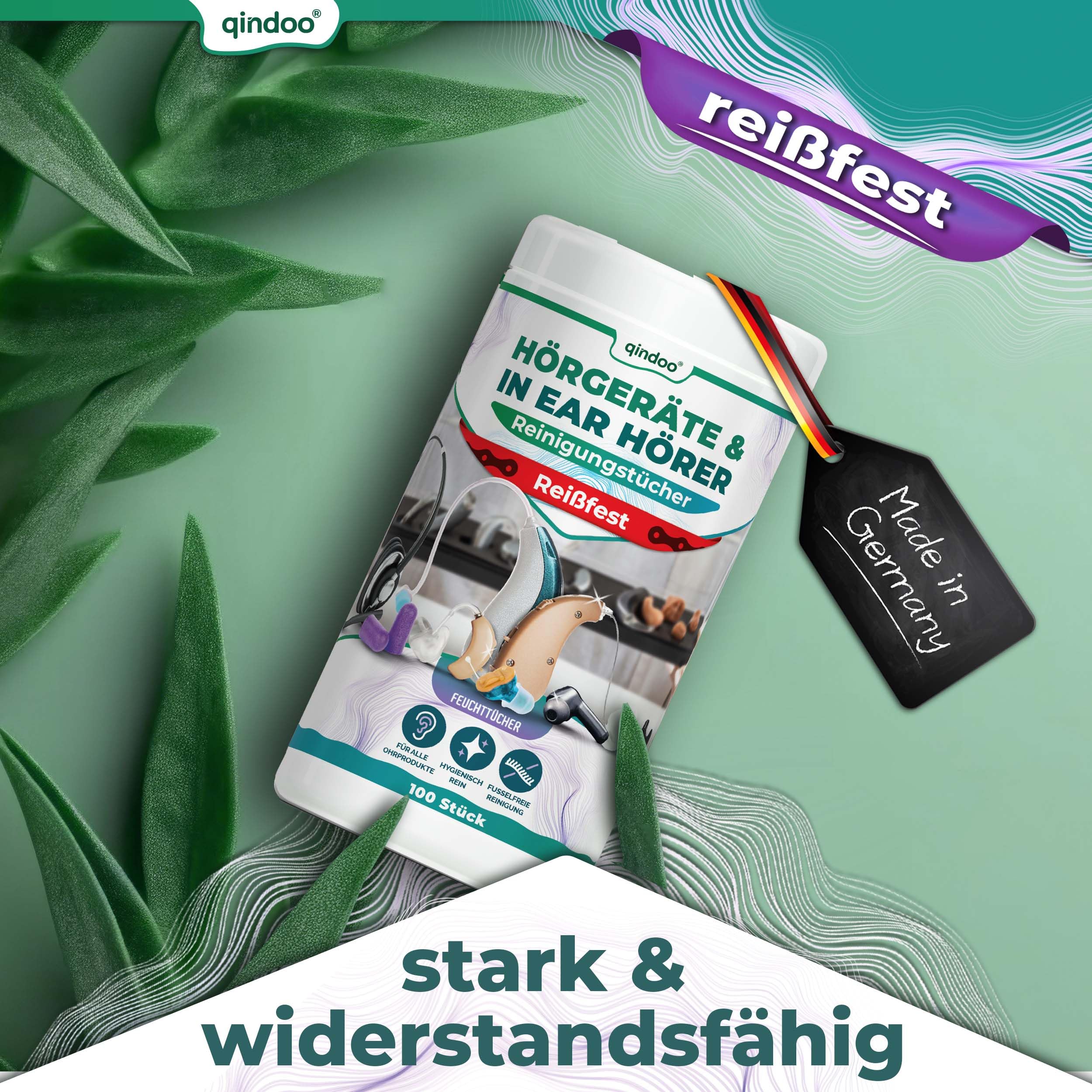 300x Reinigungstücher für Hörgeräte, Qindoo Reinigung für Kopfhörer, Headset, Ohrstöpsel In-Ear Reiniger Tuch feucht und reißfest (3 Dosen)