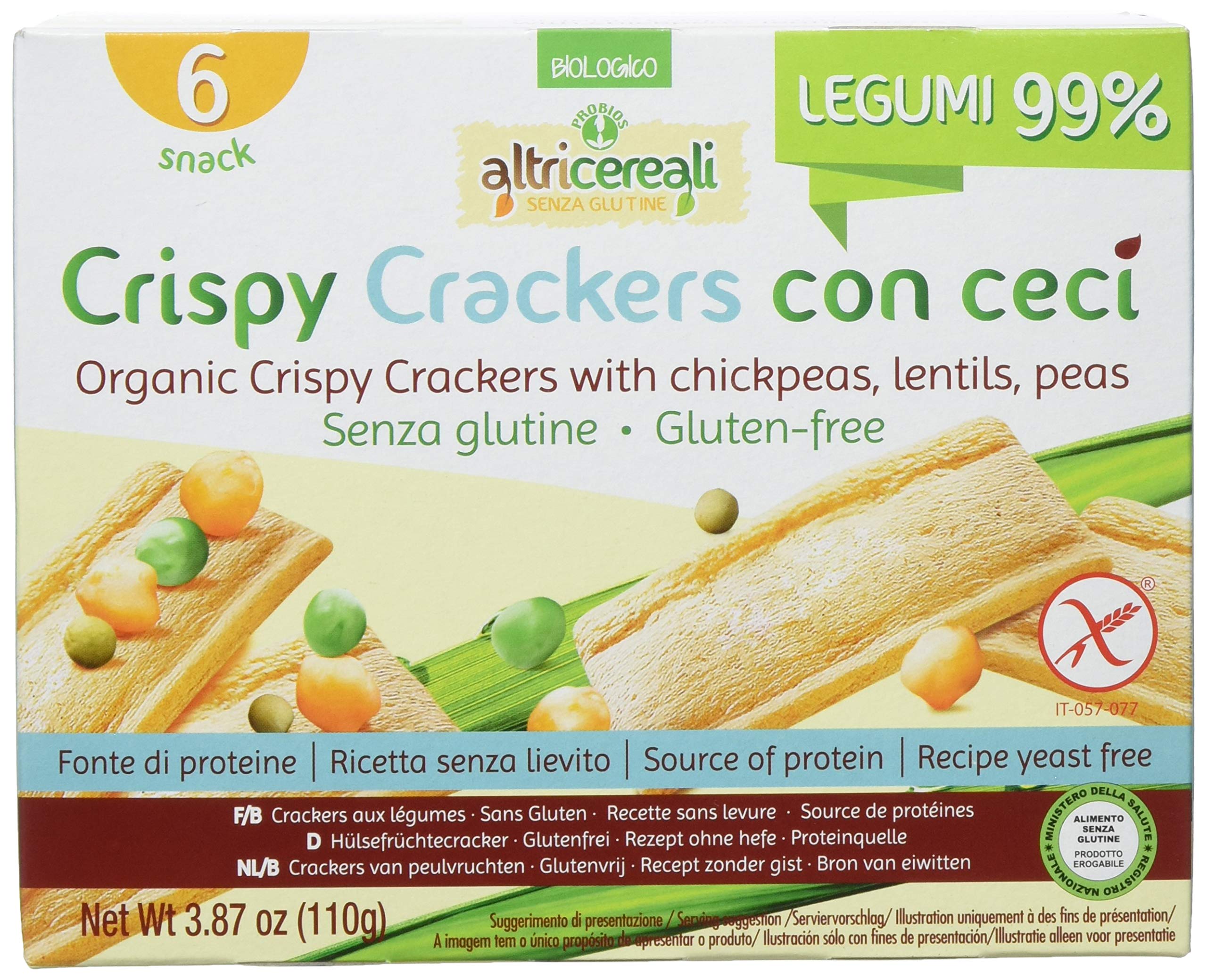 Probios Crispy Crackers con Ceci - Pacco da 12 x 110 g, Senza glutine