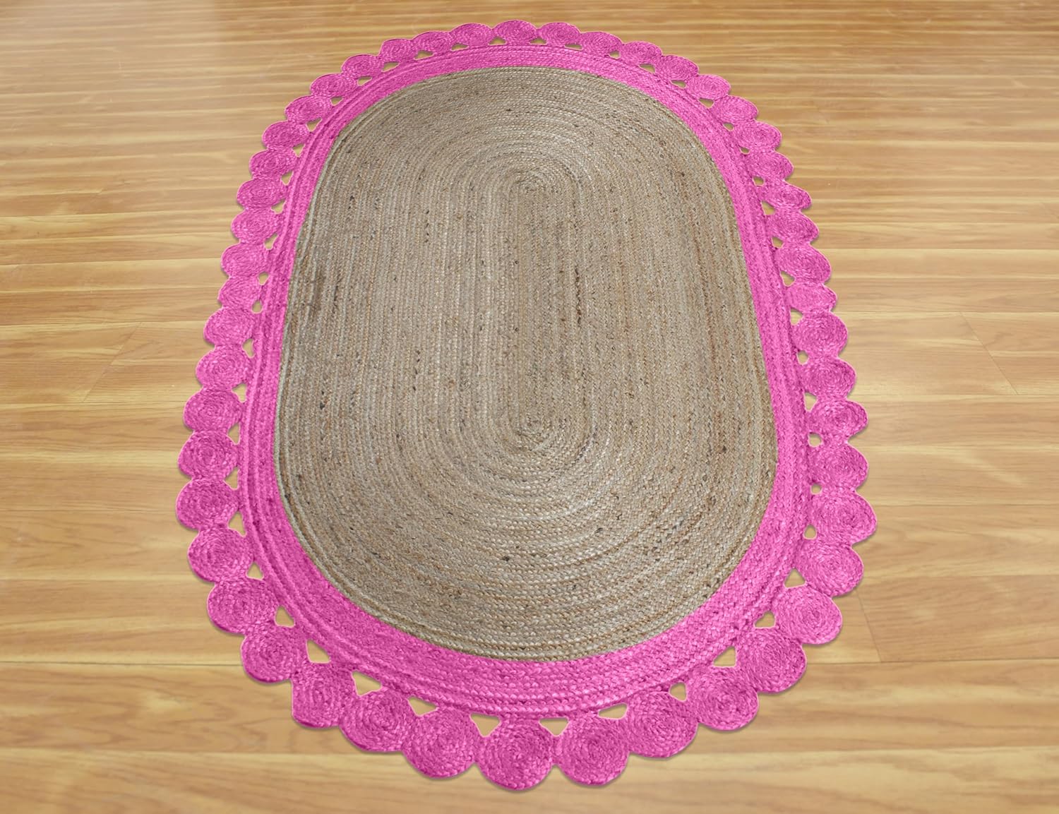 Runner - Oval Rug 6x12 Area Rug Kilim Rug Beige & Pink Braided Jute Rug Indoor Outdoor Rug Flatweave Rug High Traffic Area Home & Foyer Corridor Hallway & Stair Runner