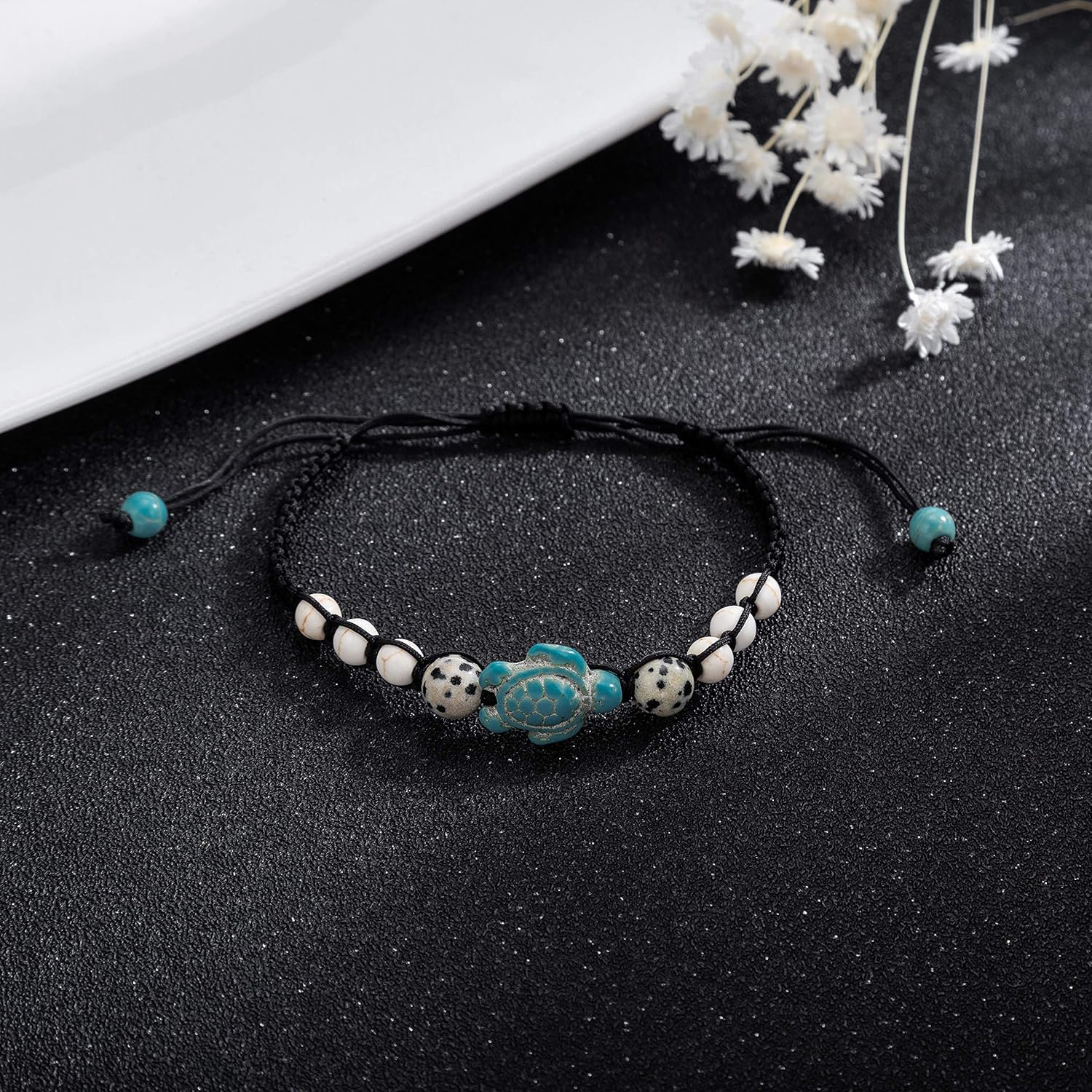 Turtle Beads Chain Bracelet for Women Men Handmade Natural Stone Elastic Stretch Bracelet Friendship Couple Bracelets - Image 5