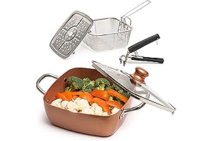 Copper Chef Cookware Set 5 Pcs: Non-Stick Copper Wok + Induction Copper Cookware Set