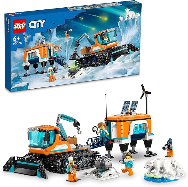 LEGO 60378 City Ciężarówka i laboratorium badawcze, Zabawka dla 6-latka, Chłopca i Dziewczynki, Prezenty na gwiazdkę dla Dzieci z Pojazdem Badawczym i 3 Figurkami Niedźwiedzia Polarnego