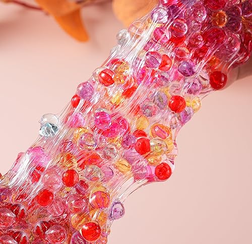 Miniatura 3 de Kit de slime rosa  Slime crujiente de cristal con cuentas de caramelo arcoíris, bonito kit de limo para niñas de 10 a 12 años, kit de slime rosa