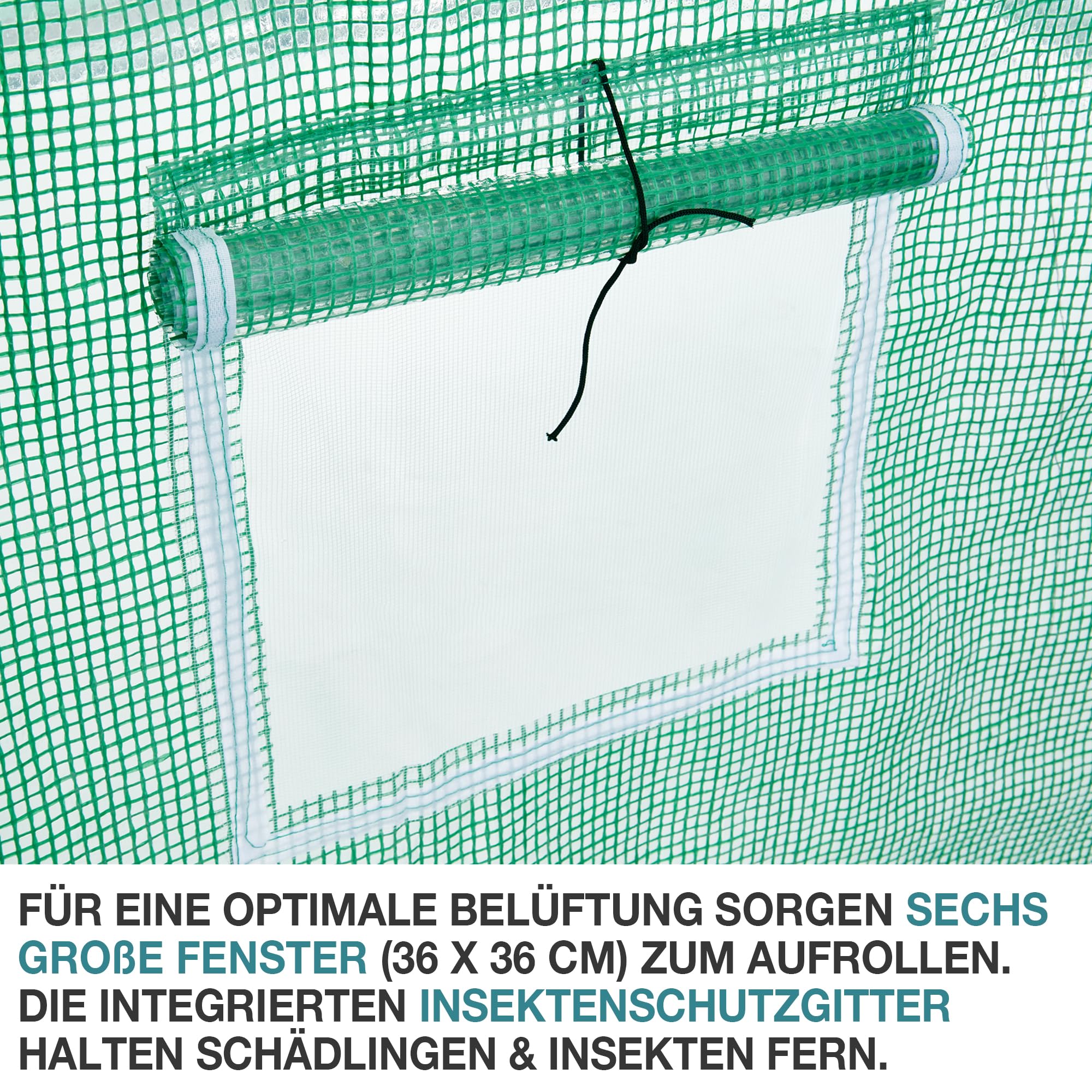 TOM Gewächshaus Ersatzfolie UV beständig Winterfest wetterfest wasserdicht Gitterfolie transparent grün 200x300 cm