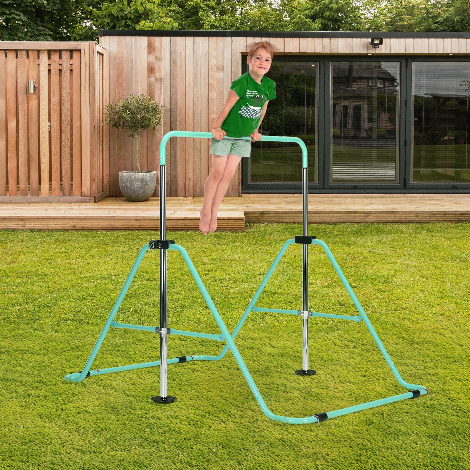 Turnstange Kinder, Höhenverstellbare Gymnastikstange mit 5 Stufen (80–130 cm), Stabiles Turngerät für Zuhause, Kip Bar mit Rutschfesten Füßen, Kinder Gymnastikgerät