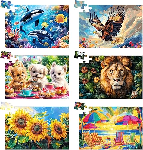 Paquete de 6 rompecabezas de 36 piezas grandes para personas mayores, productos de demencia y Alzheimer, actividades para adultos mayores,