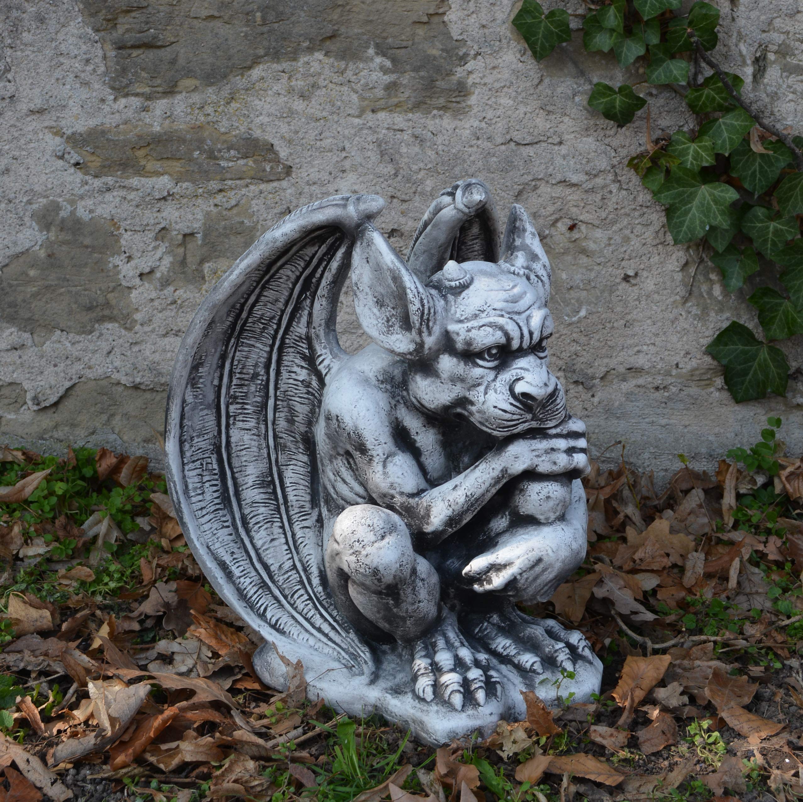 gartendekoparadies.de Grande massiccia figura di pietra Gargoyle - La guardia di guardia castone in pietra colata resistente al gelo