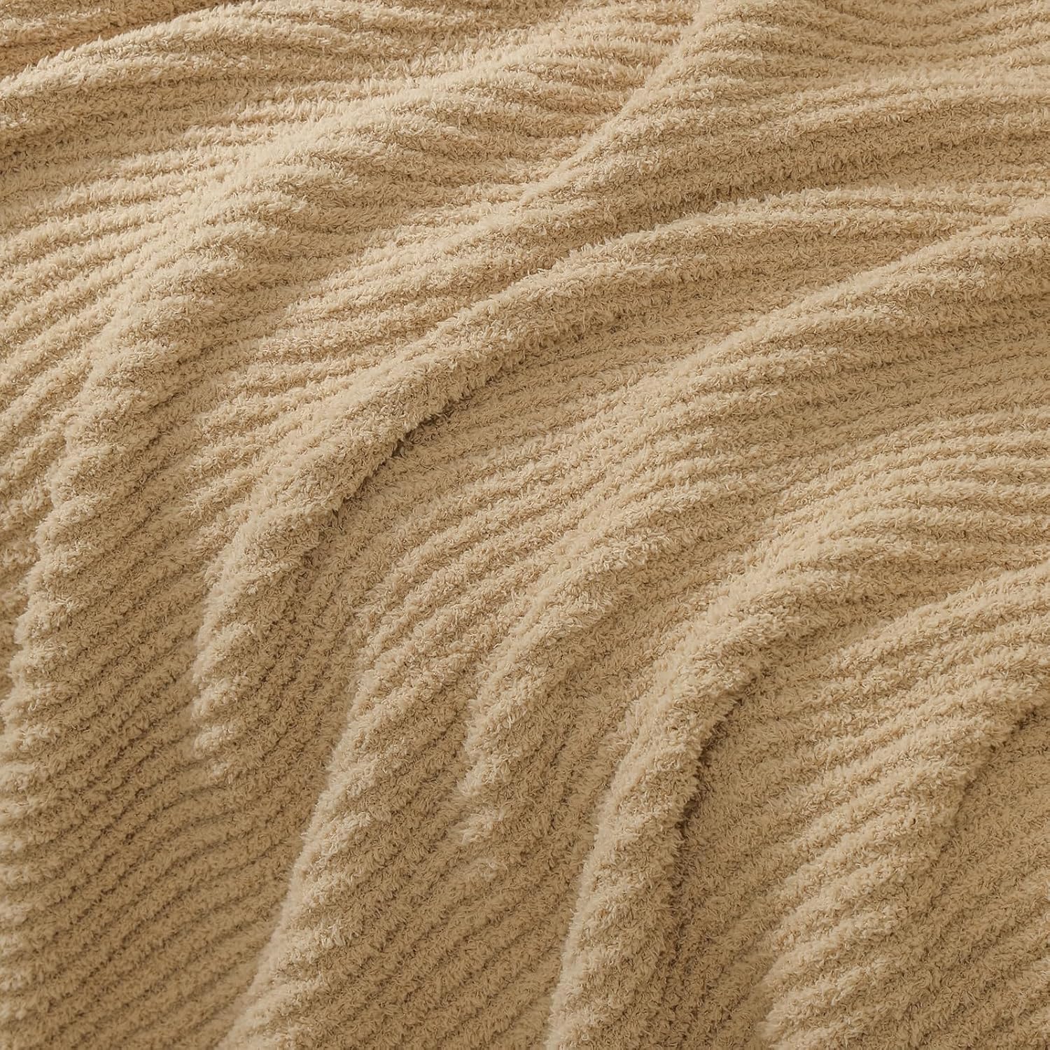 bearberry Soft Rib Knit Blanket Thin Warm & Breathable - Snuggly Minky Throw for Everyday Use, Travel, Chair | All-Season Machine Washable for Couches, Gifts, Family (Camel, 50”x60”) - Image 3