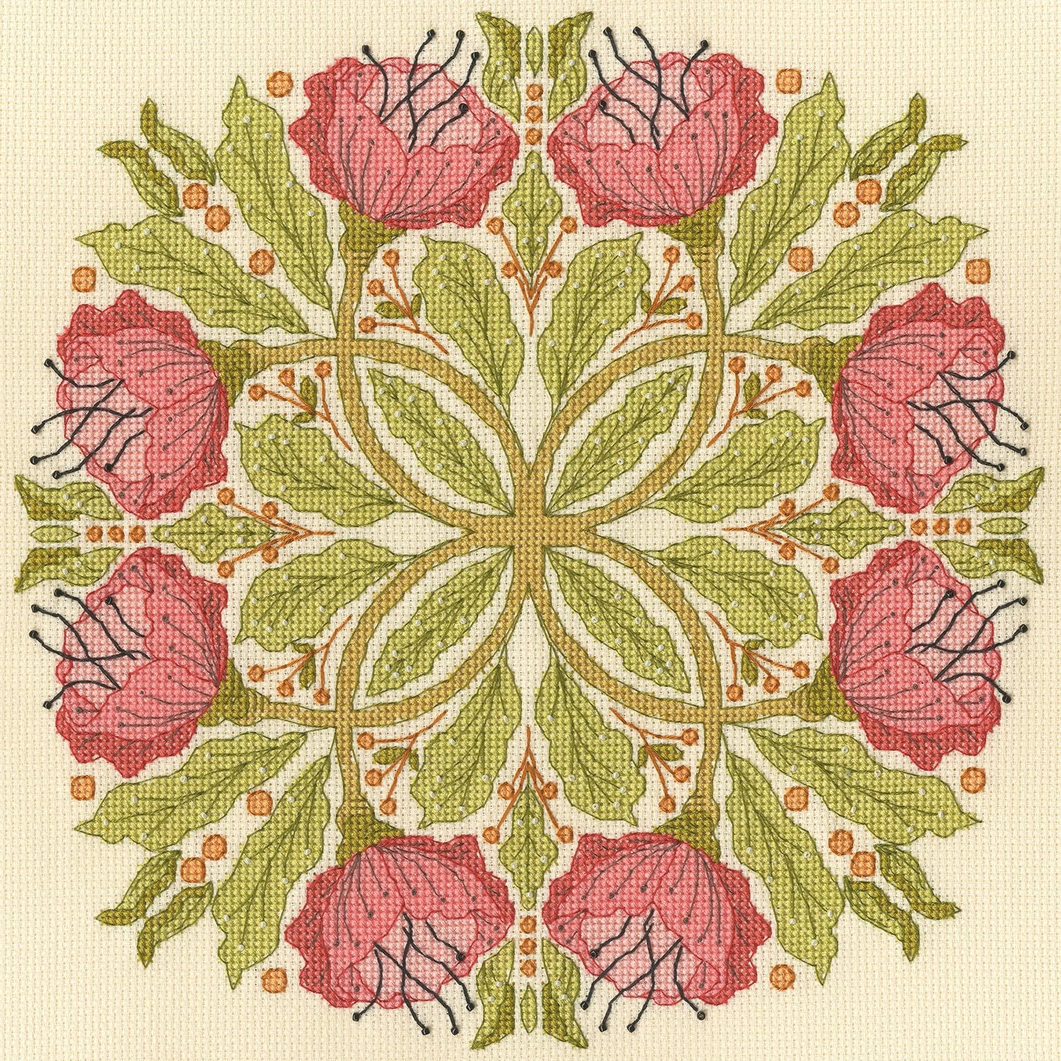 Bothy Threads Counted Cross Stitch Kit - Celtic Poppies