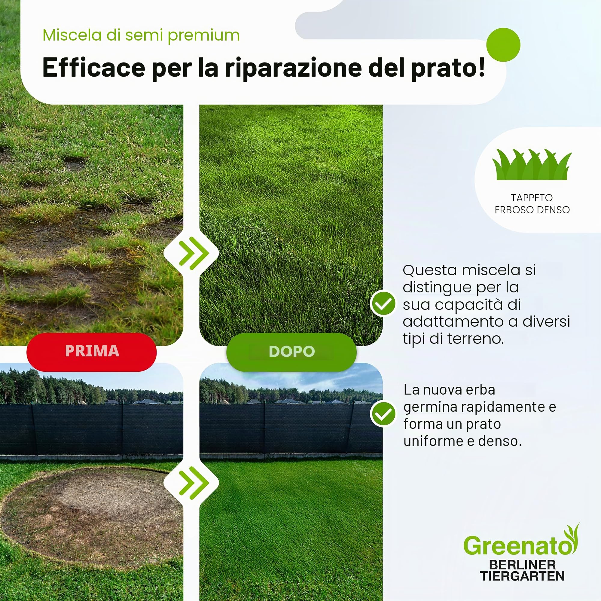 Semi di prato Greenato Berliner Tiergarten 10 kg, prato ornamentale, prato, semi di erba, semi di prato, erba - unità di imballaggio a scelta tra 1-30 kg