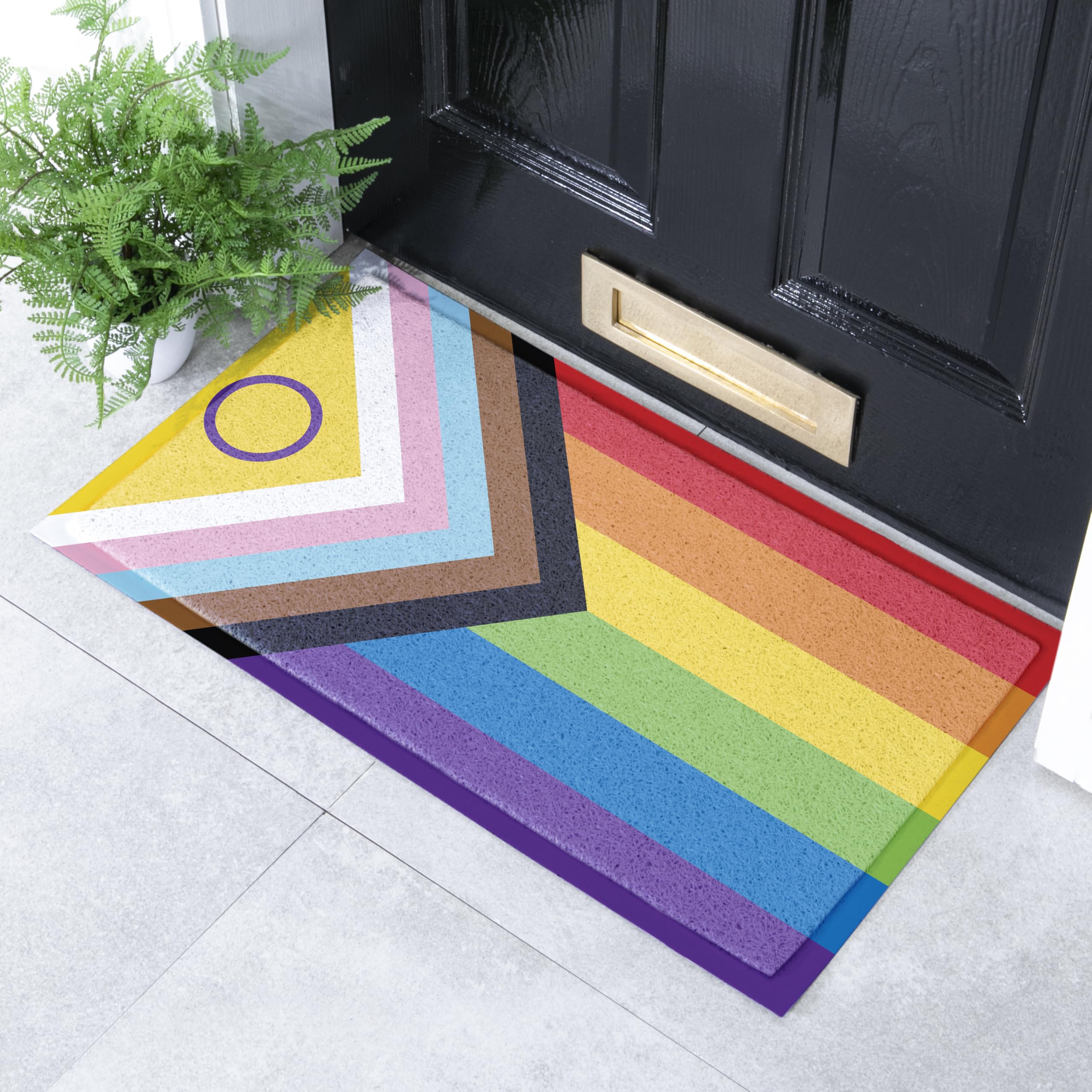 Artsy Mats LGBTQIA Flag Pattern Indoor & Outdoor Doormat - Incredibly & Weatherproof Doormats - Non Slip Mat, (70x40cm) โ image 1