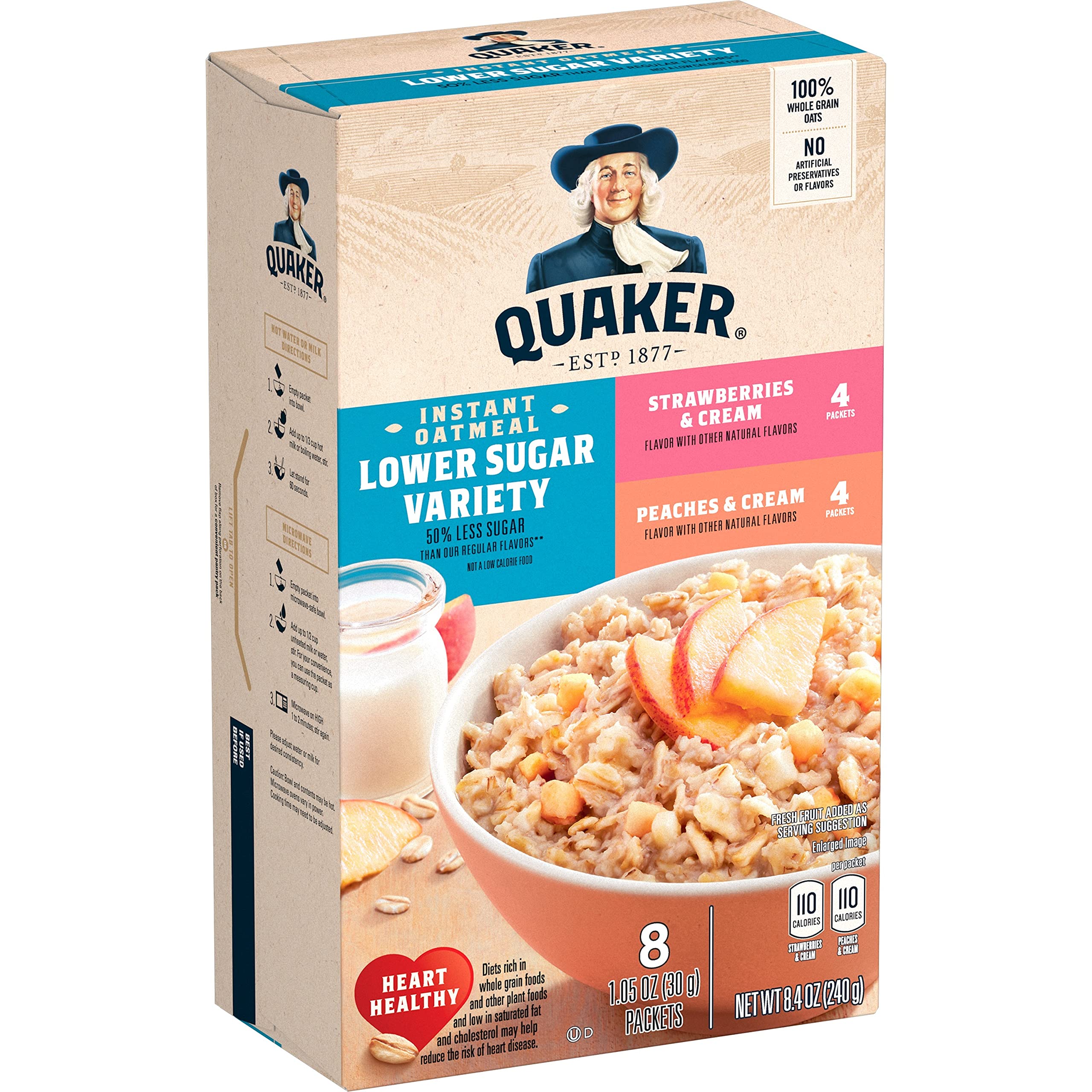 Buy Quaker Hot Cereal Instant Oatmeal Lower Sugar, Fruit & Cream