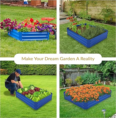 Miniatura 100 de Sunnydaze Cama de jardín de metal elevada de 11.75 pulgadas de alto, cama de jardín elevada galvanizada para exteriores para verduras y flores