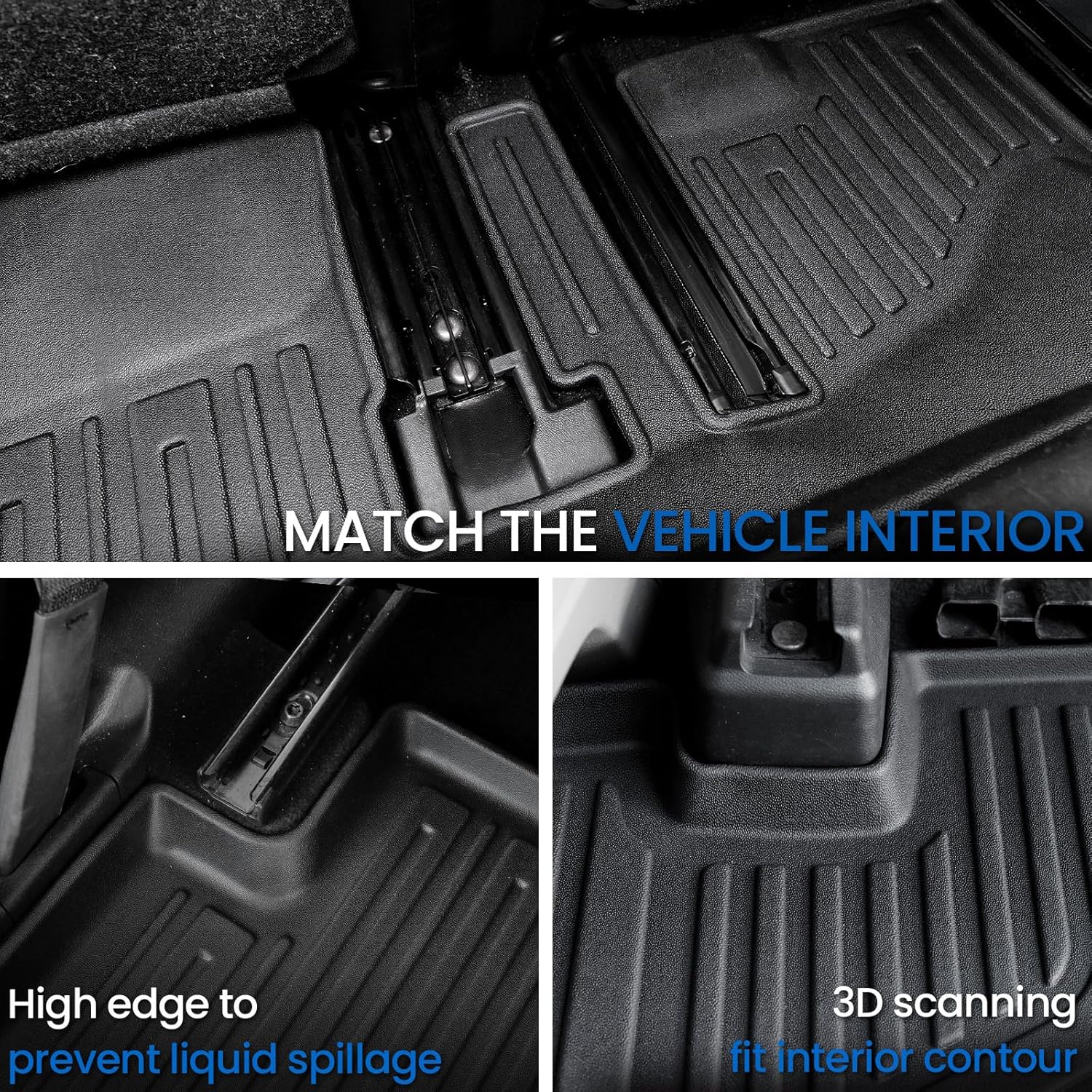 Floor Mats Cargo Mat Set for 2022-2025 2026 Mitsubishi Outlander (Not Fit Sport or PHEV), All Weather TPE Backrest Mat Trunk Mat Cargo Liner Accessories(Floor Mats+Backrest Mats+Cargo Mat) - Image 3